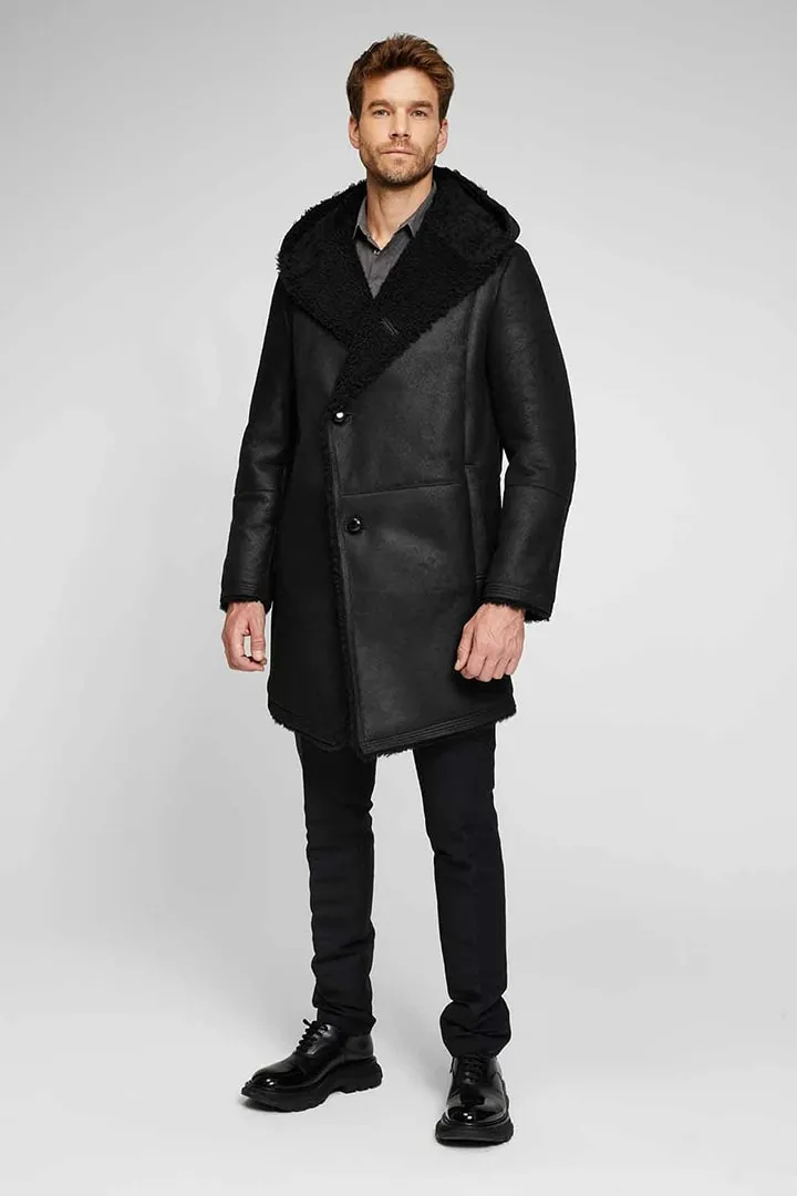 Aiden - Black Shearling Coat