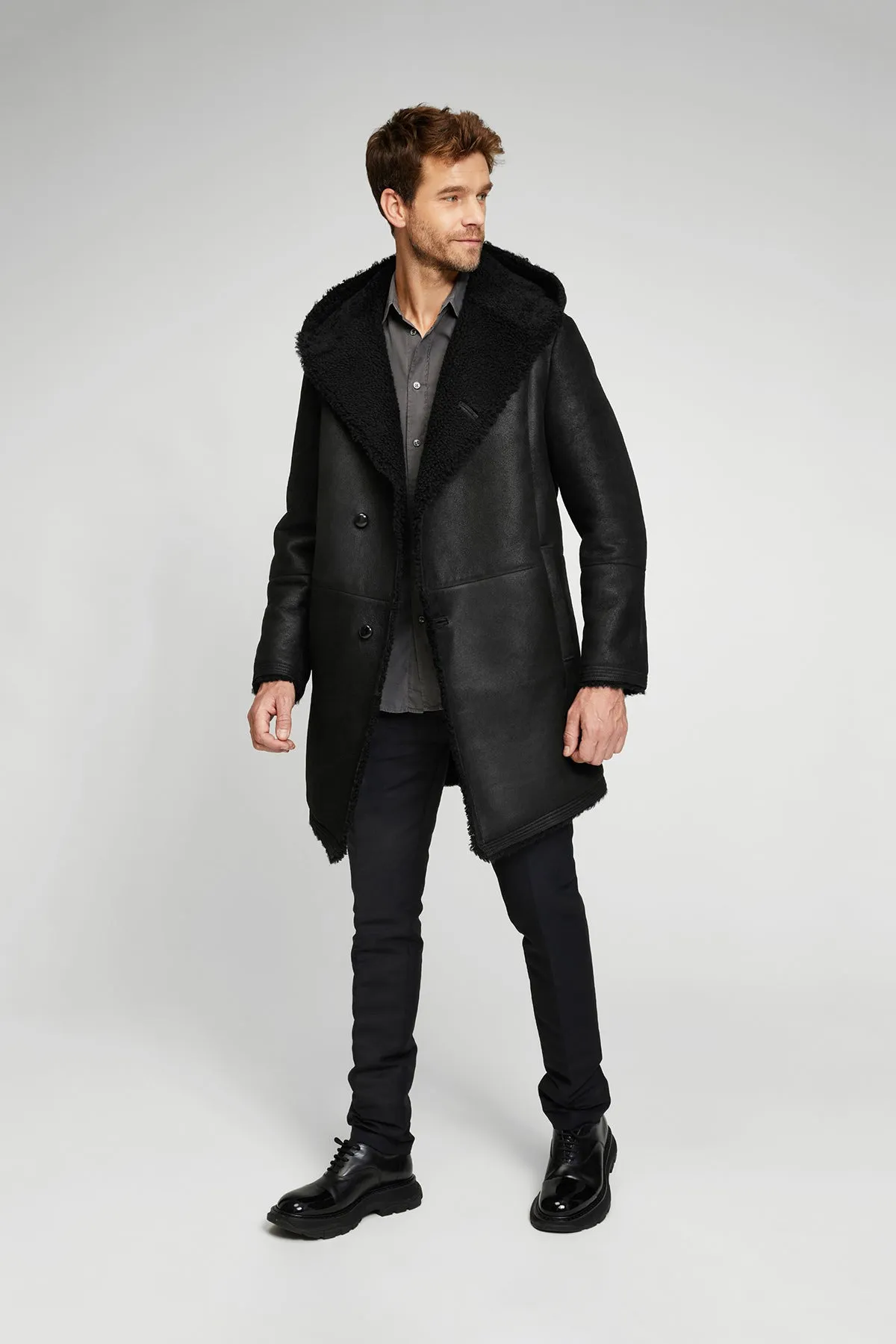 Aiden - Black Shearling Coat