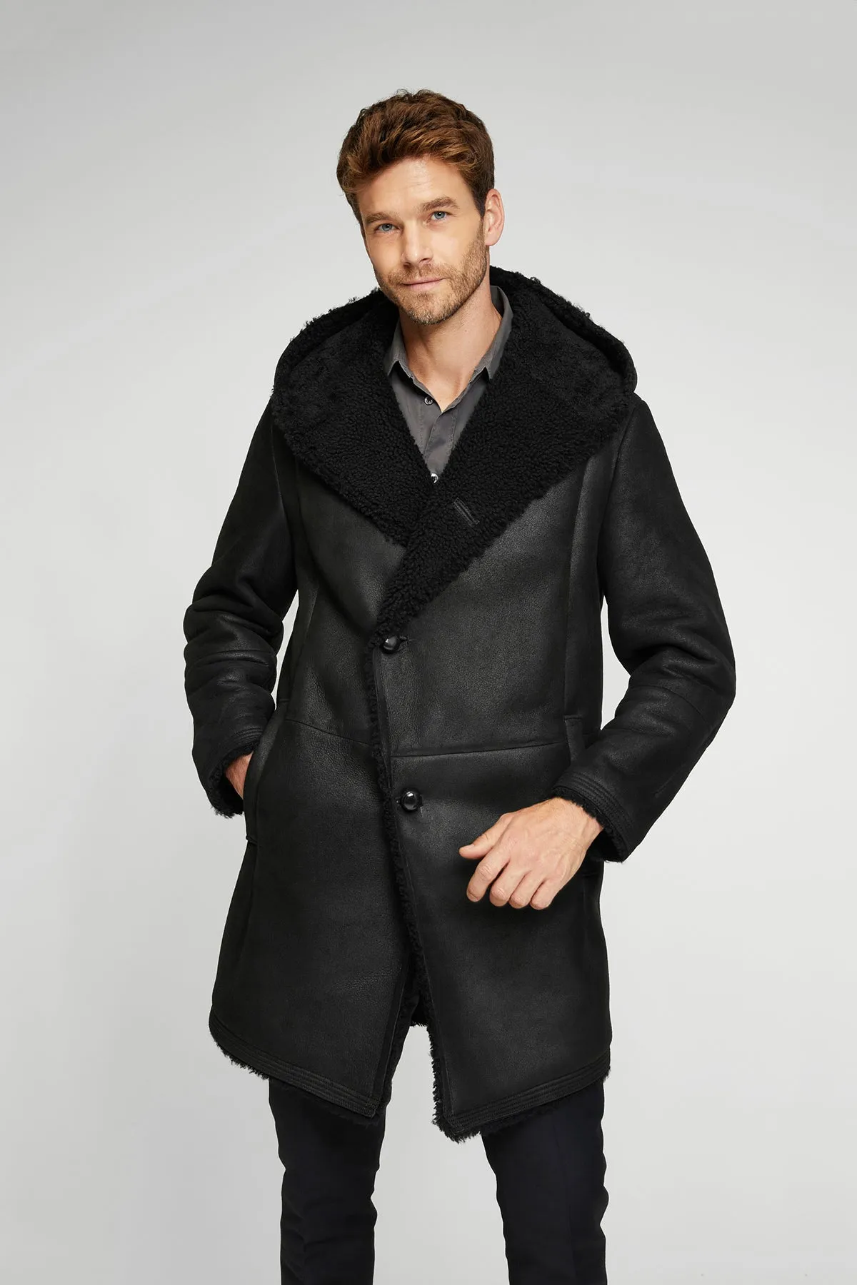 Aiden - Black Shearling Coat