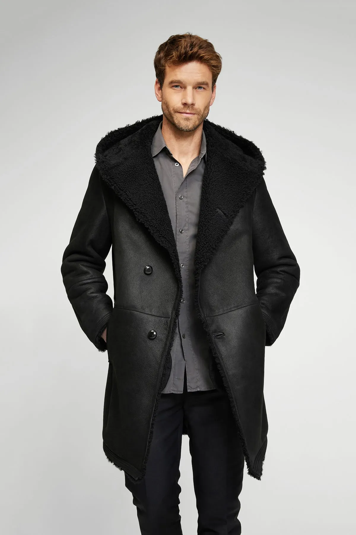 Aiden - Black Shearling Coat