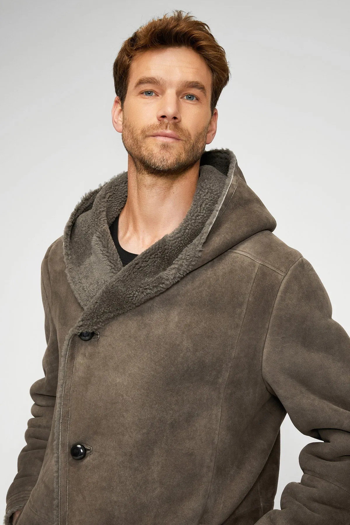 Aiden - Grey Shearling Coat