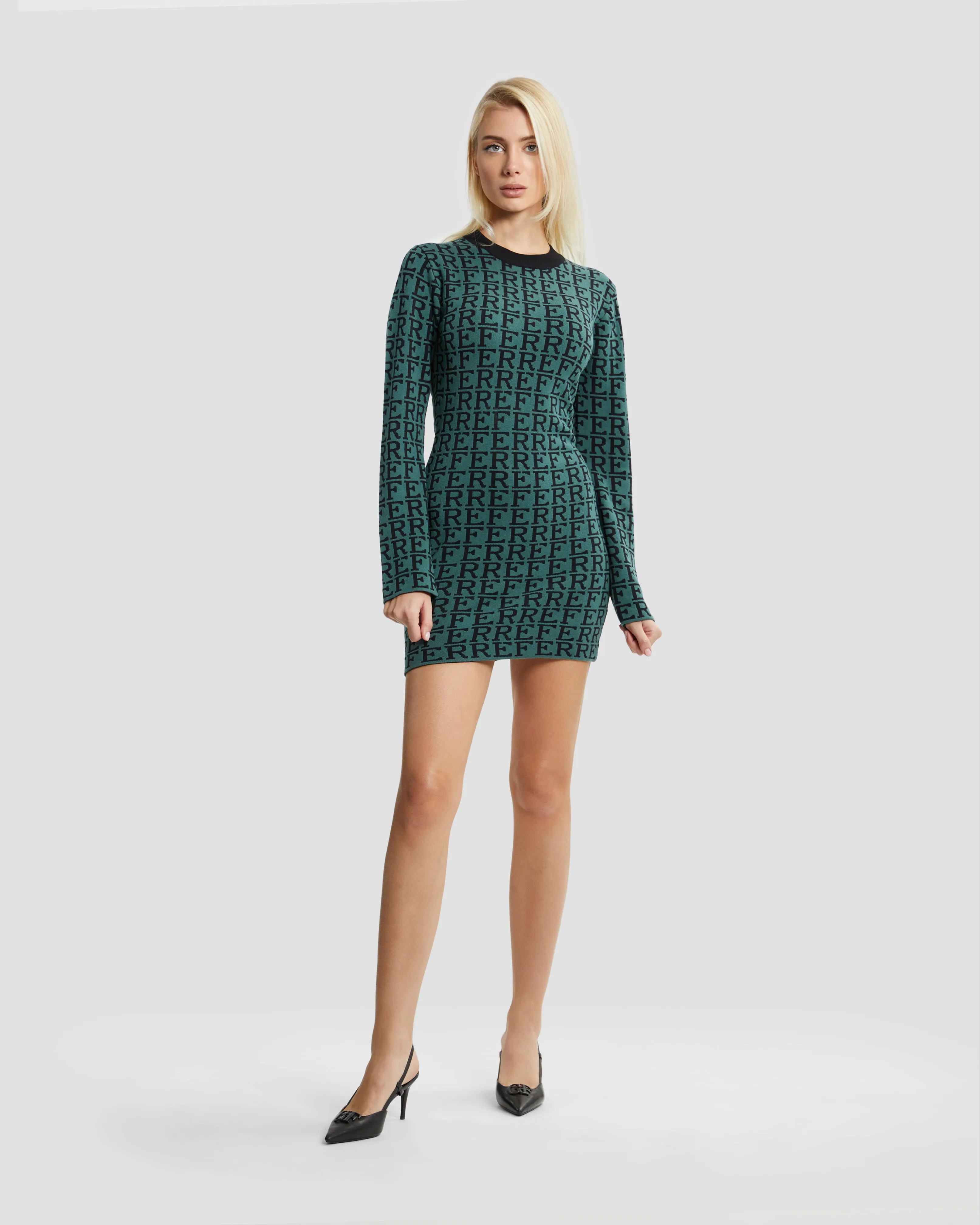 All-Over Branding Knit Dress