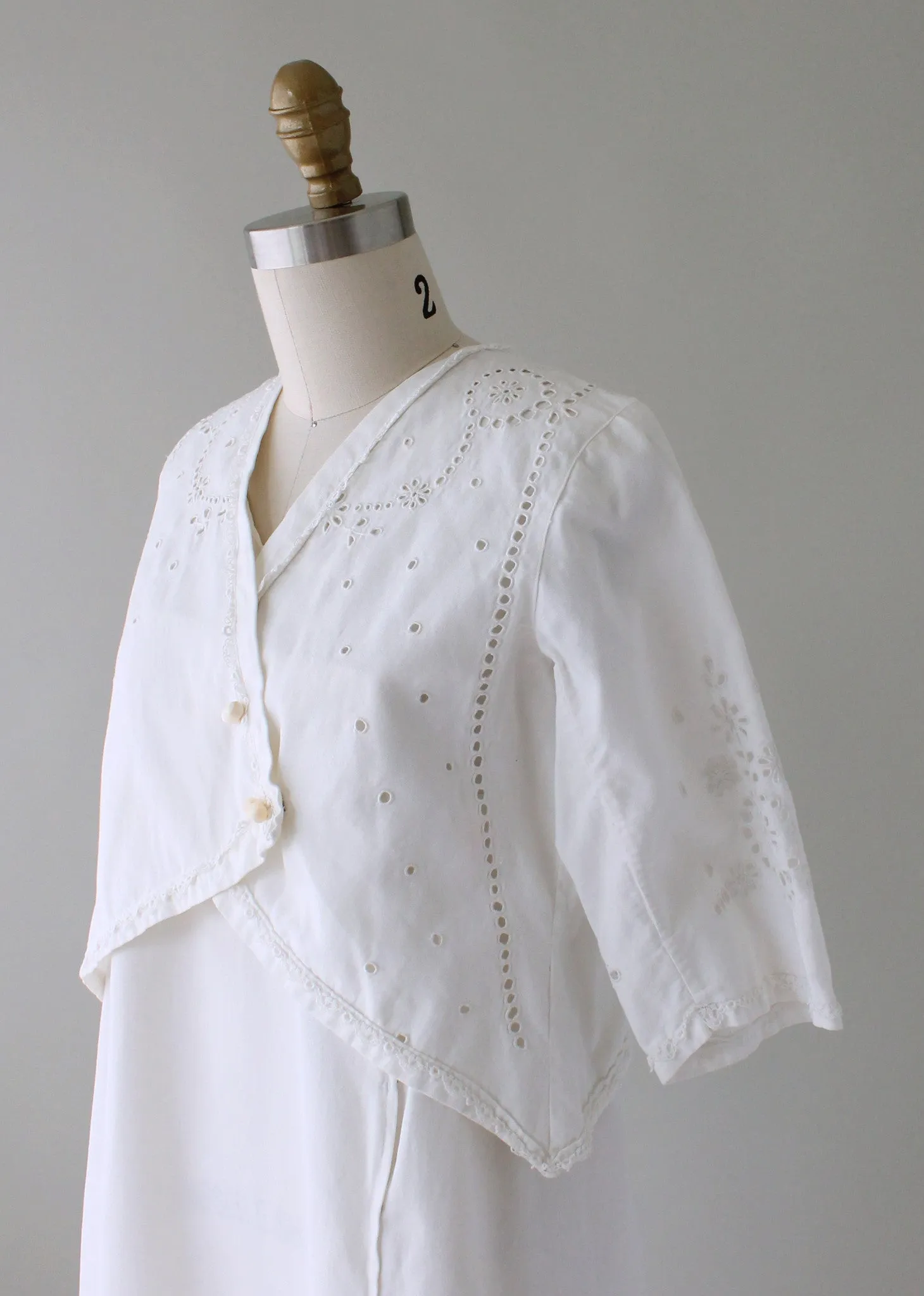 Antique 1910s Cotton and Lace Lawn Dress and Jacket