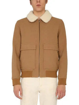 A.P.C. Shearling Collar Bomber Jacket