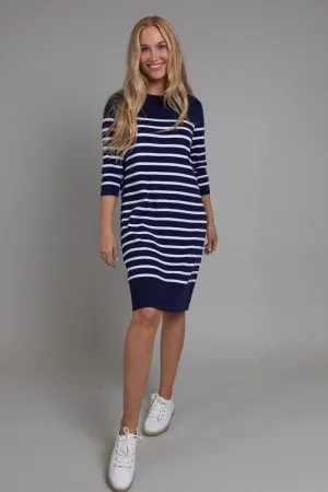 Bianca Knitted Dress (Navy/White Stripes)