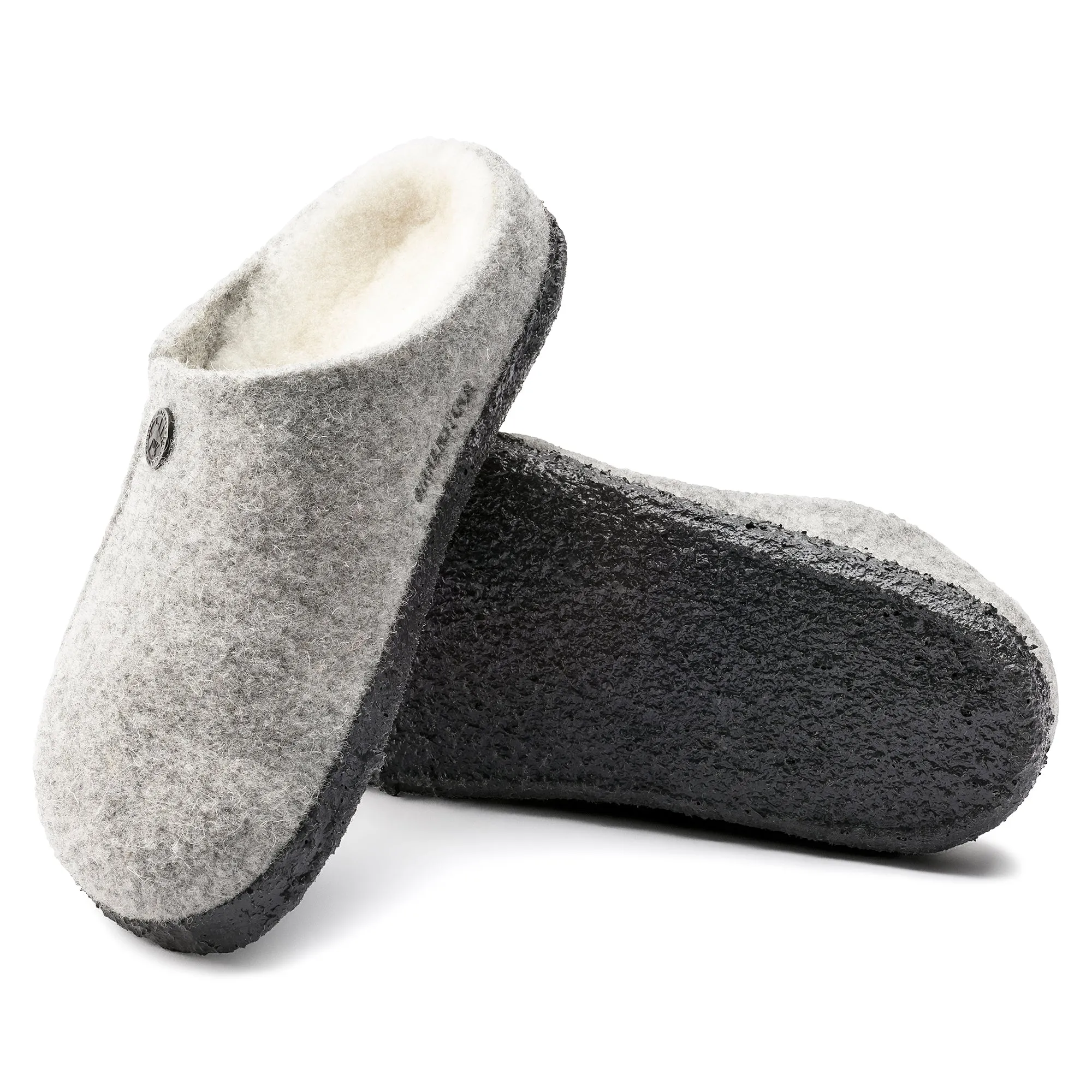 Birkenstock Kid's Zermatt Wool Felt Shearling Slipper in Light Gray