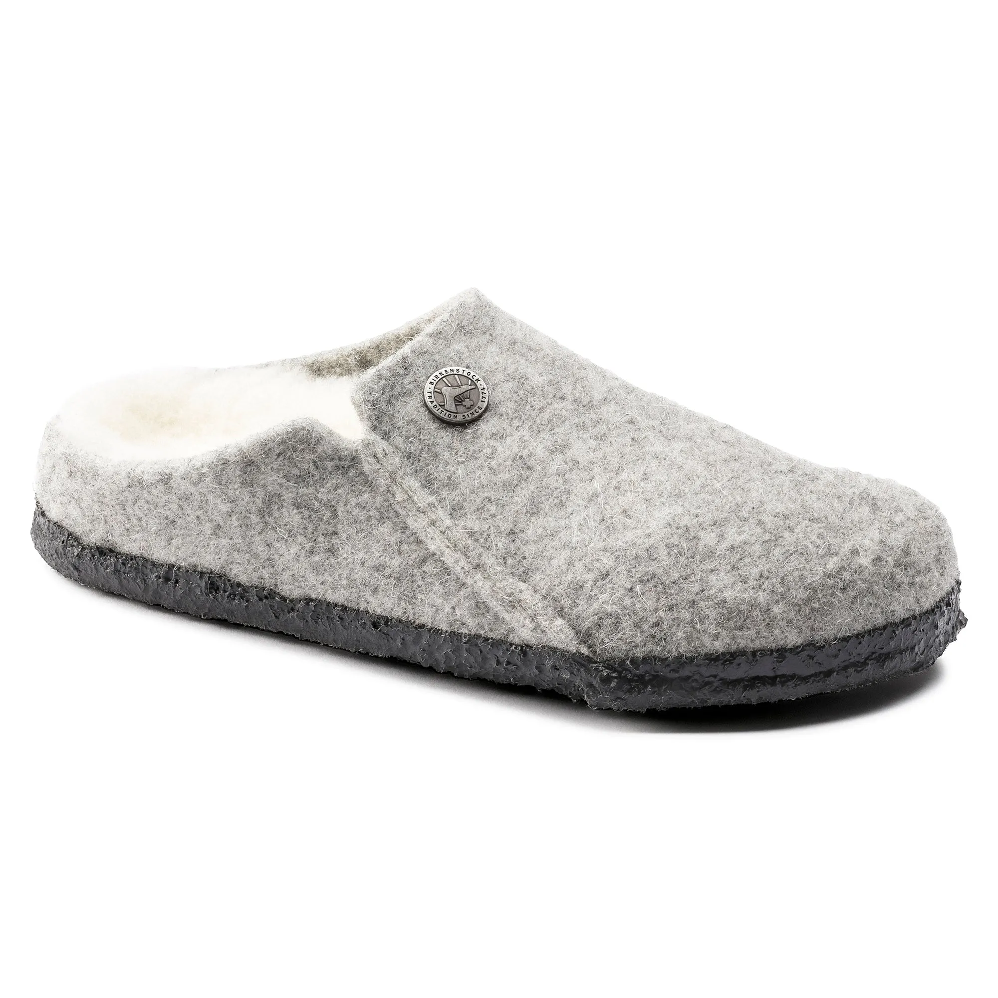 Birkenstock Kid's Zermatt Wool Felt Shearling Slipper in Light Gray