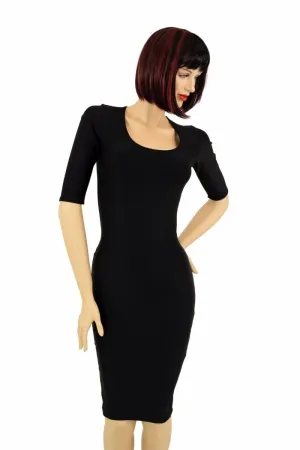 Black Zen Half Sleeve Wiggle Dress