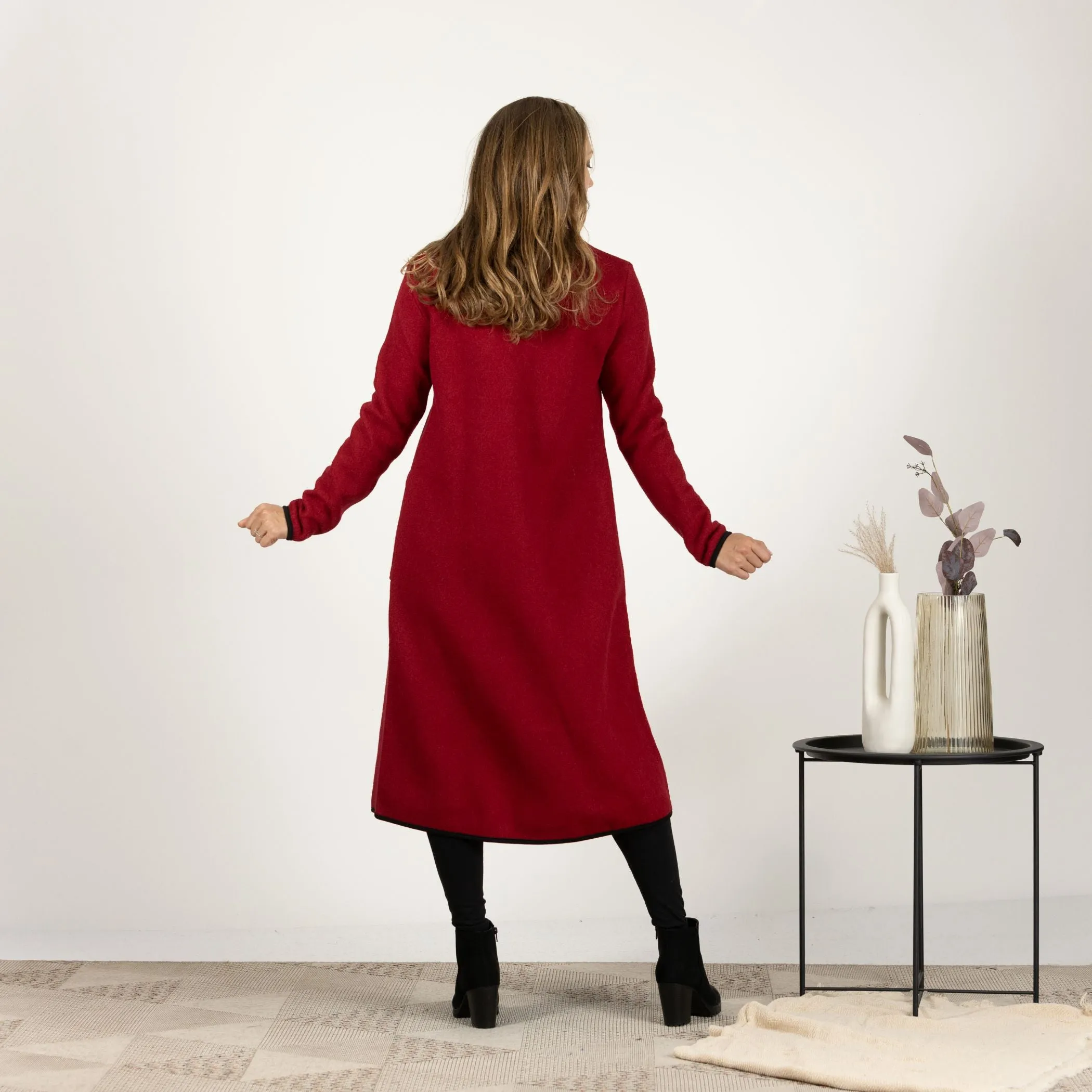 Boiled Wool Coat with Pockets