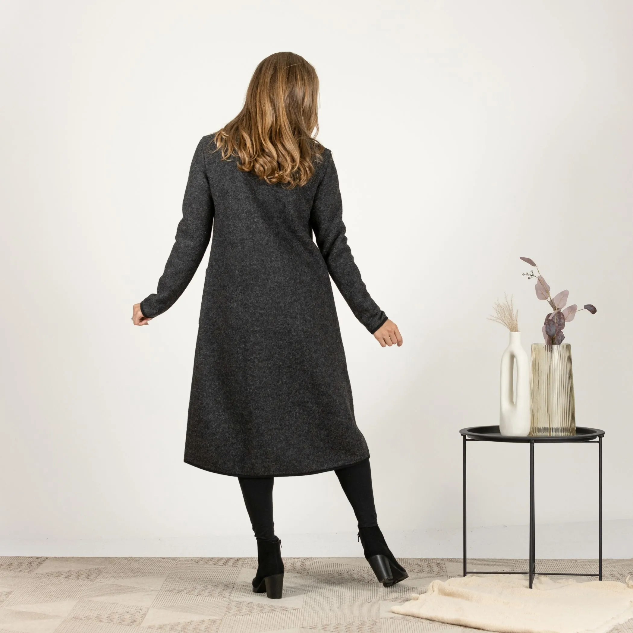 Boiled Wool Coat with Pockets