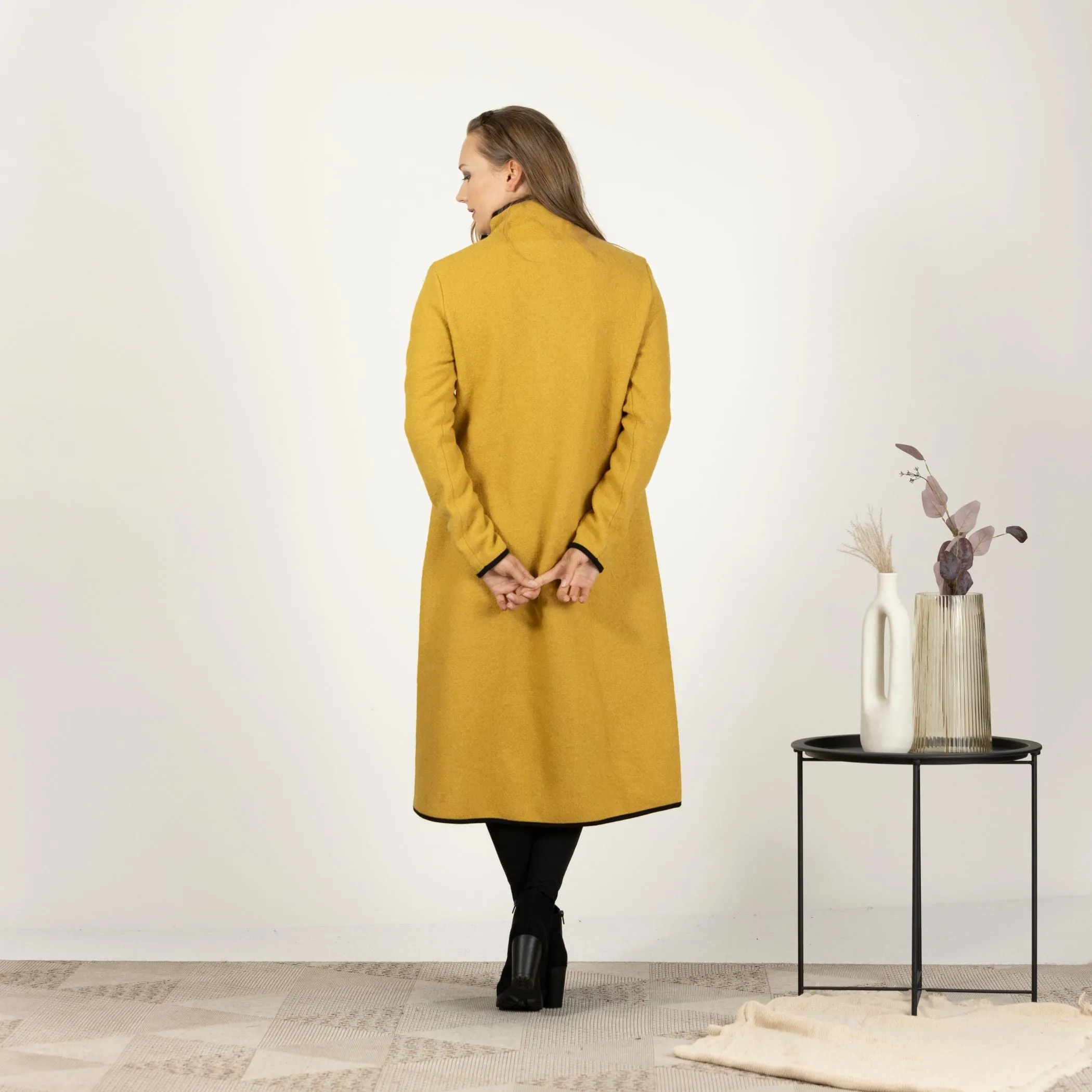 Boiled Wool Coat with Pockets