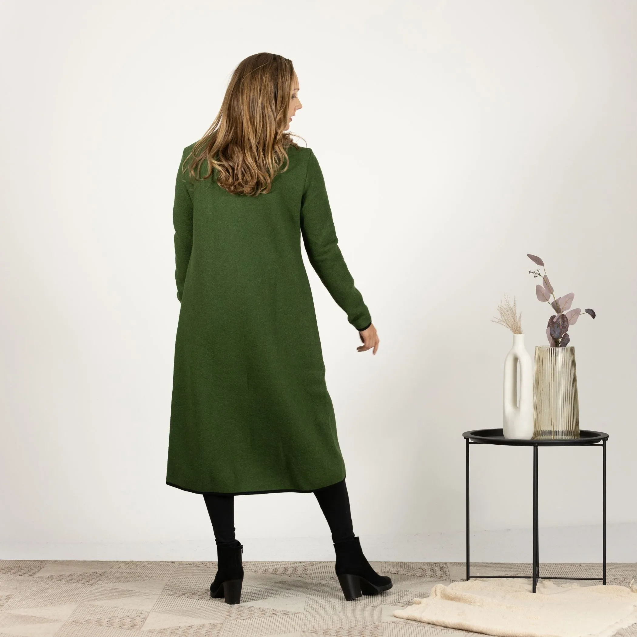 Boiled Wool Coat with Pockets