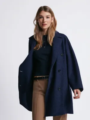 Boiled wool cocoon coat