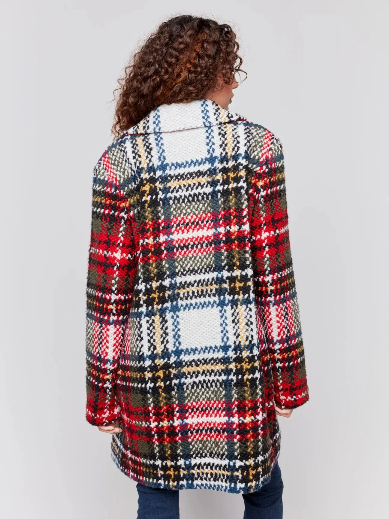 Charlotte Straight Cut Plaid Boucle Coat