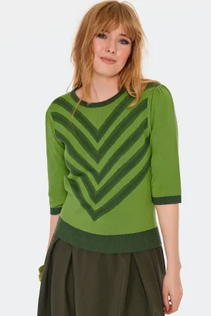 Chevron Sweater in Green by Voodoo Vixen