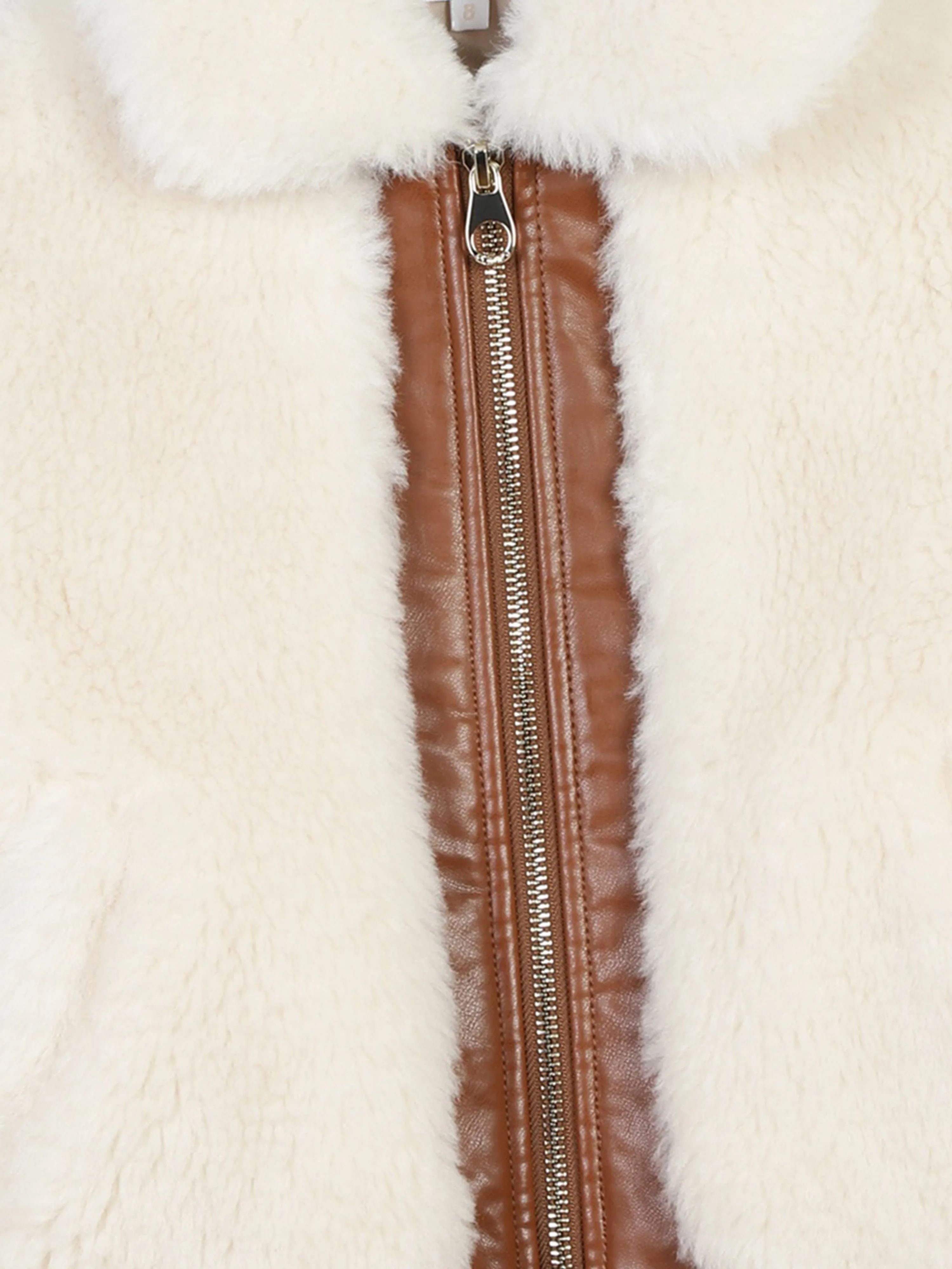 Chloé Girls Faux Shearling Jacket in Ivory