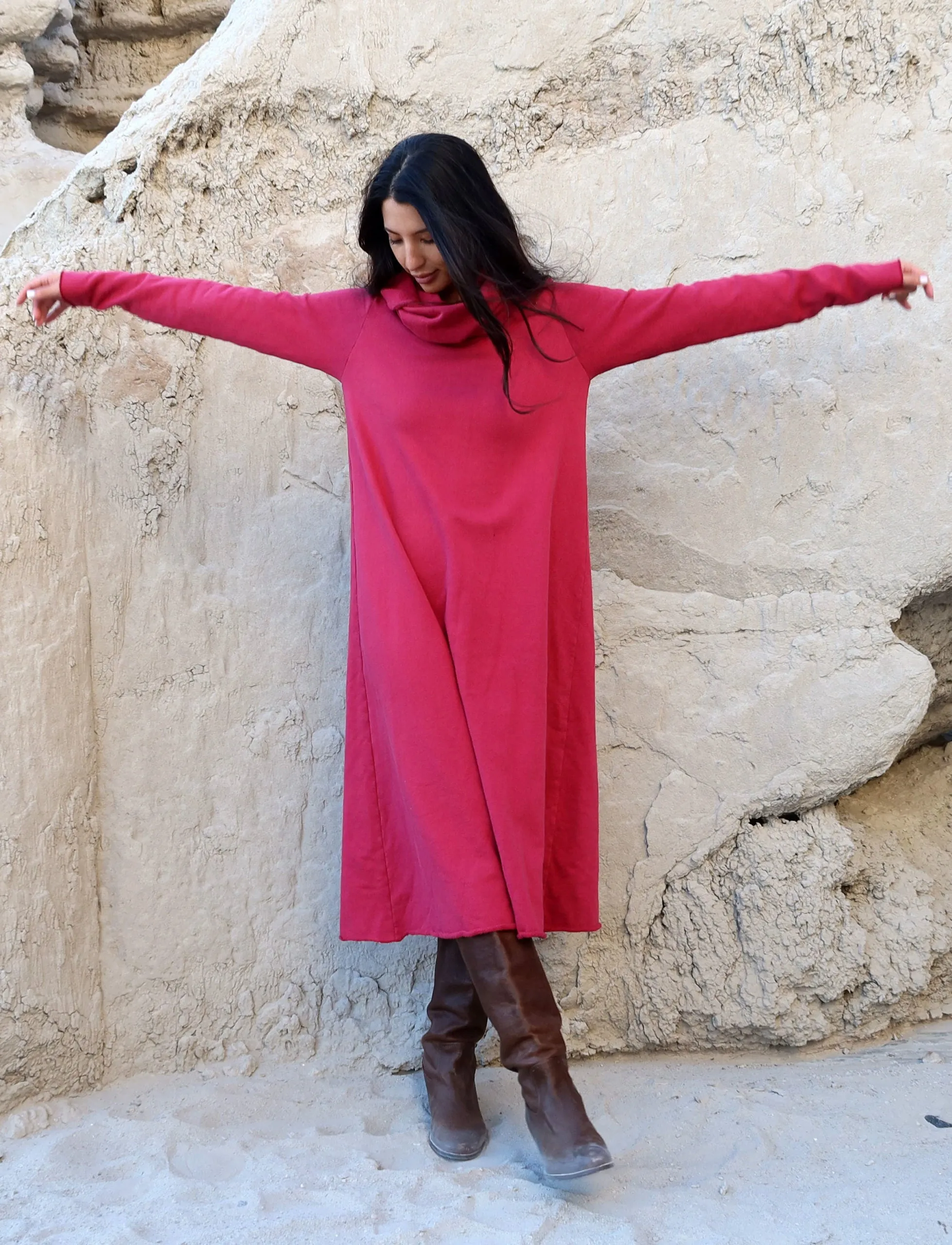 Chunky Cowl Ojai Below Knee Dress