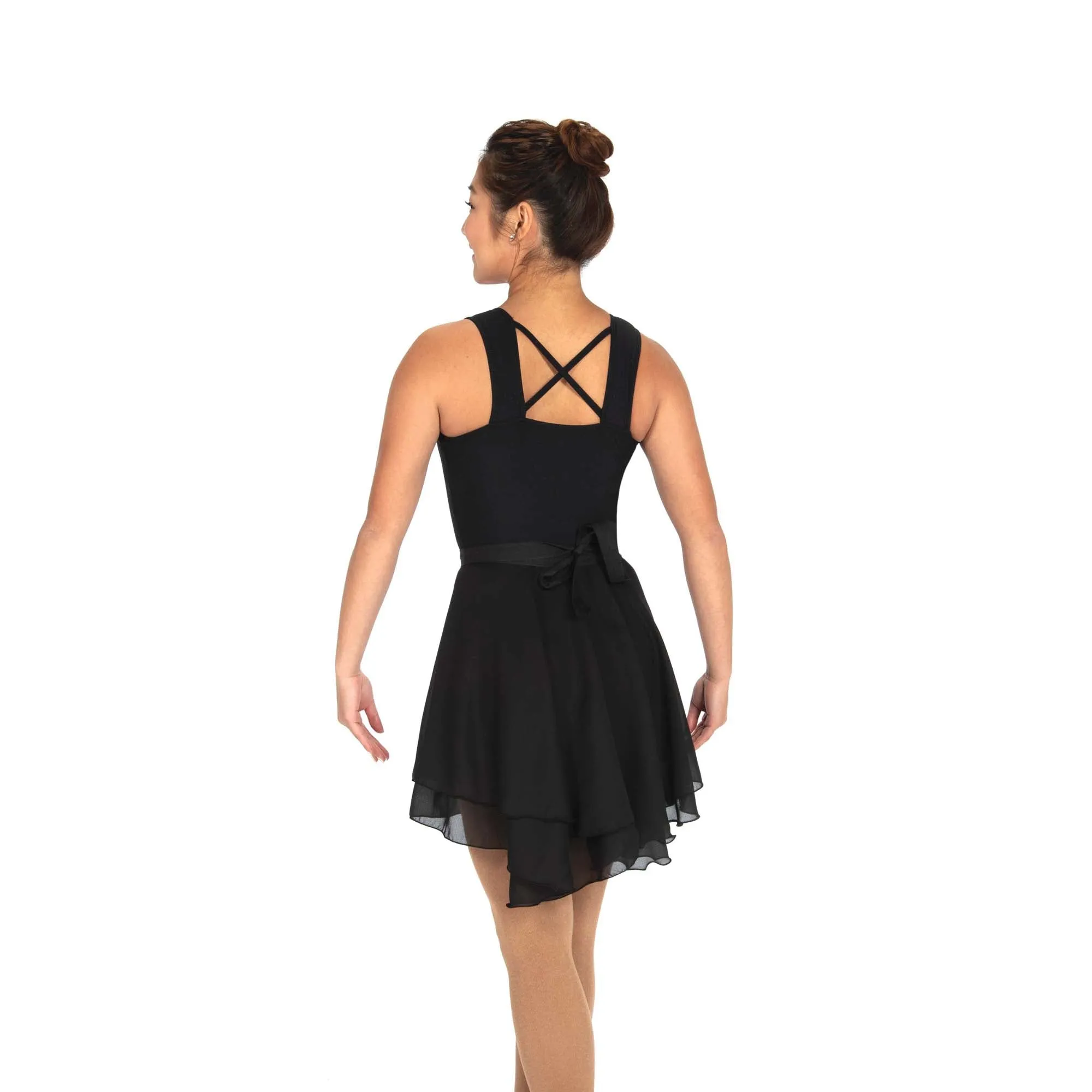 Competition Figure Skating Black Shirred Supplex Bodysuit