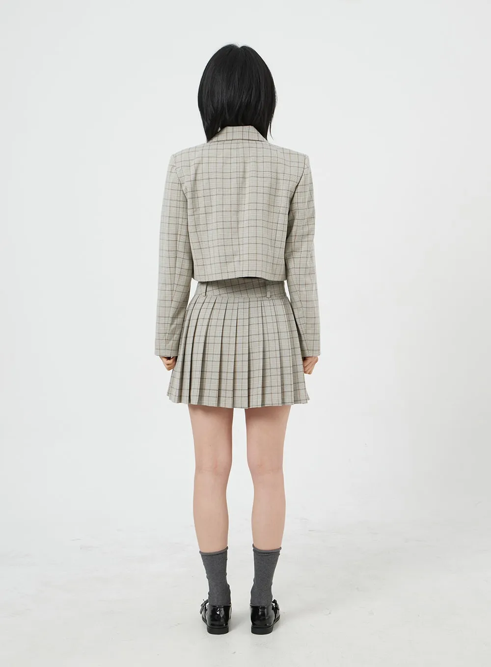 Cropped Plaid Jacket OM327