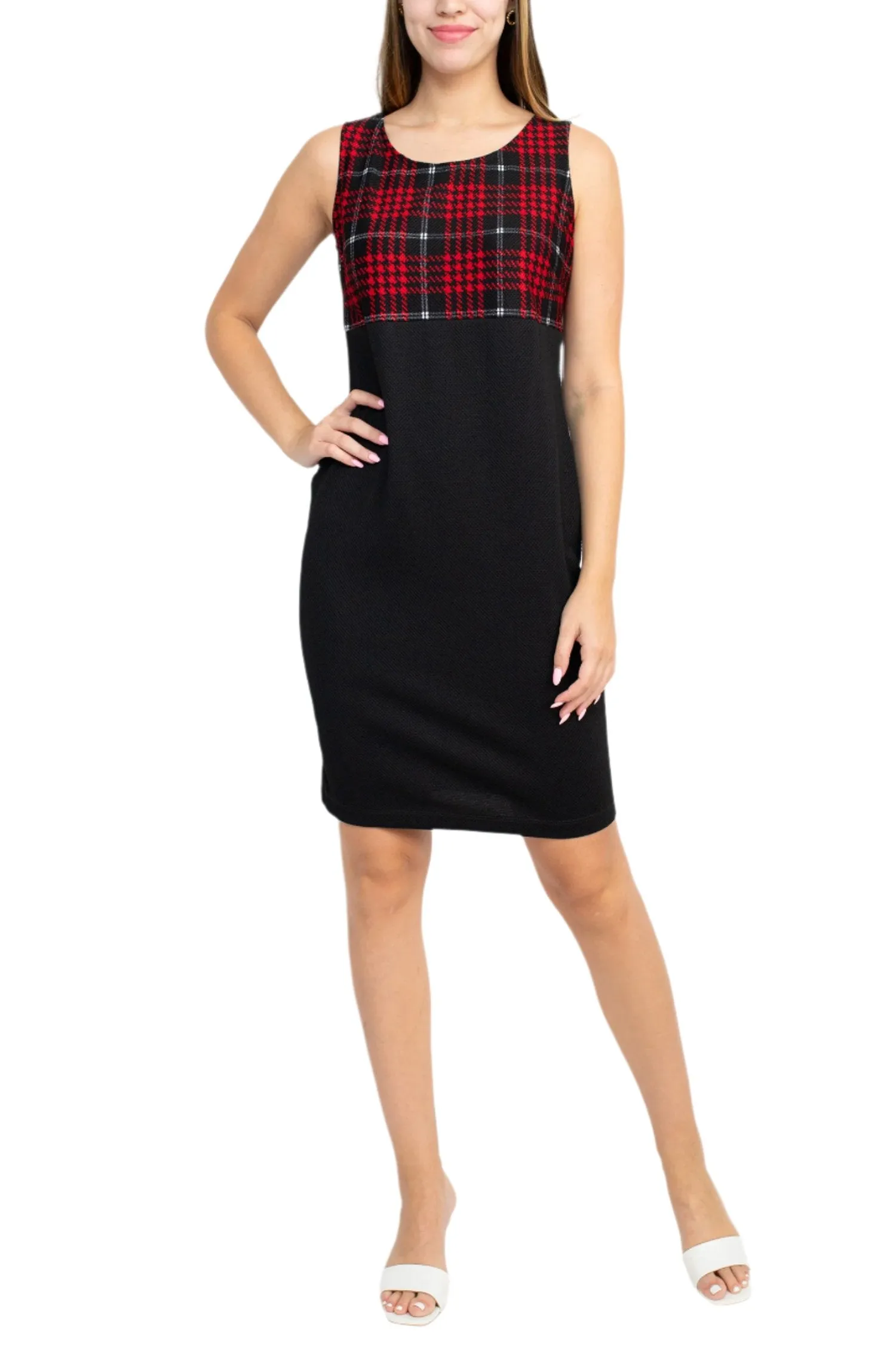 Danny & Nicole Scoop Neck Sleeveless Zipper Back Mlt Print Knit Dress with Matching Jacket