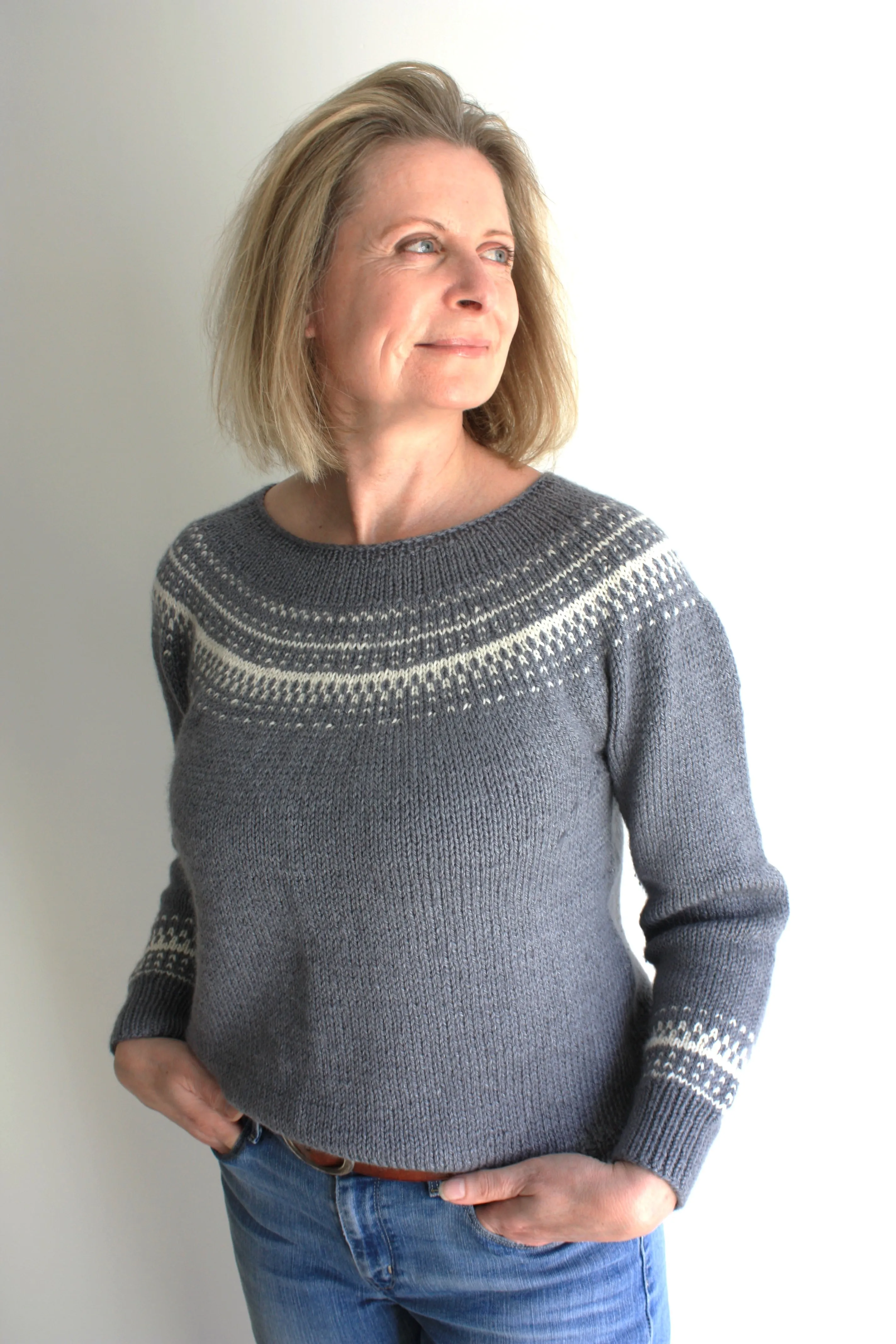 Easy Colorwork Seamless Top Down Sweater - Sarek Sweater