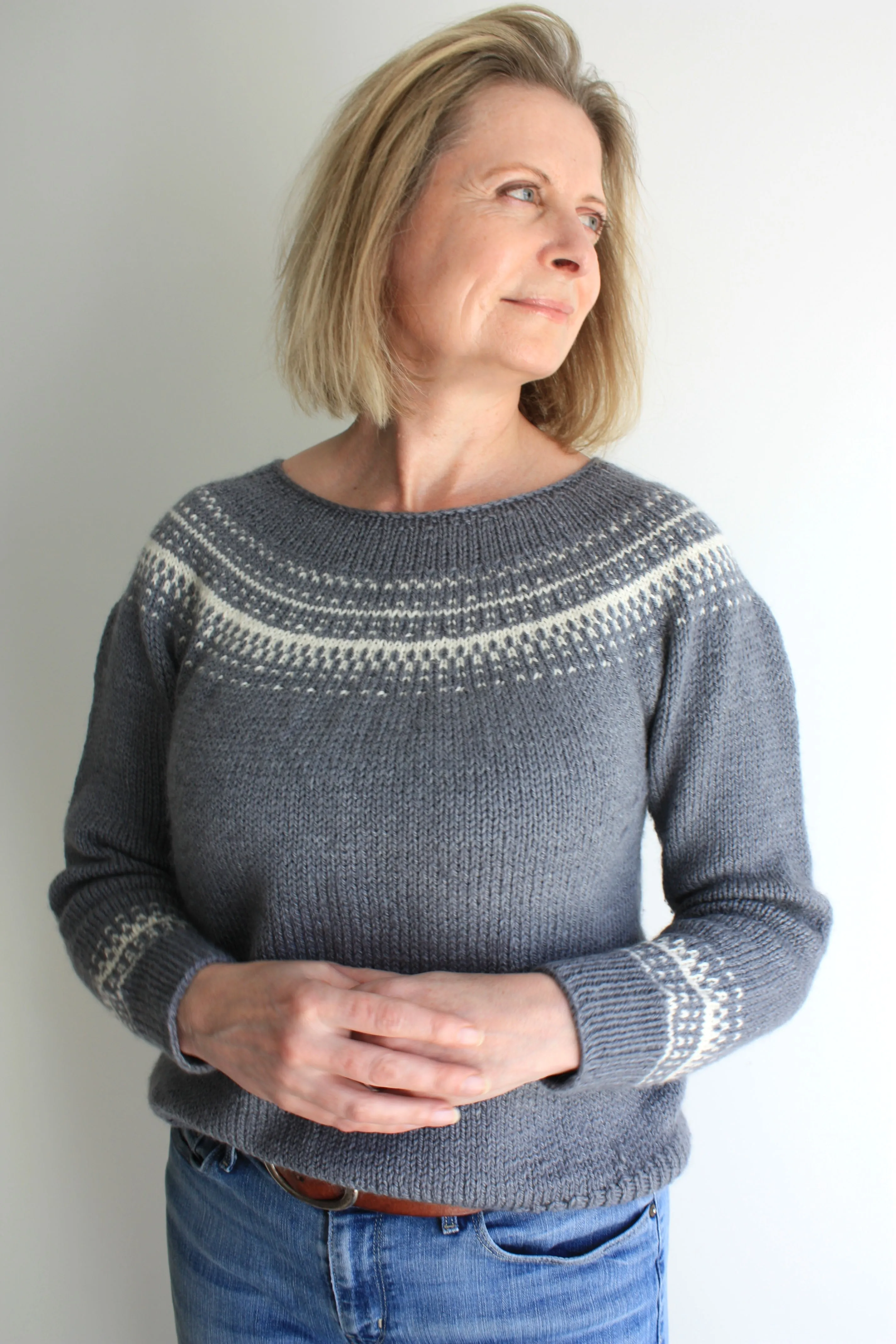 Easy Colorwork Seamless Top Down Sweater - Sarek Sweater