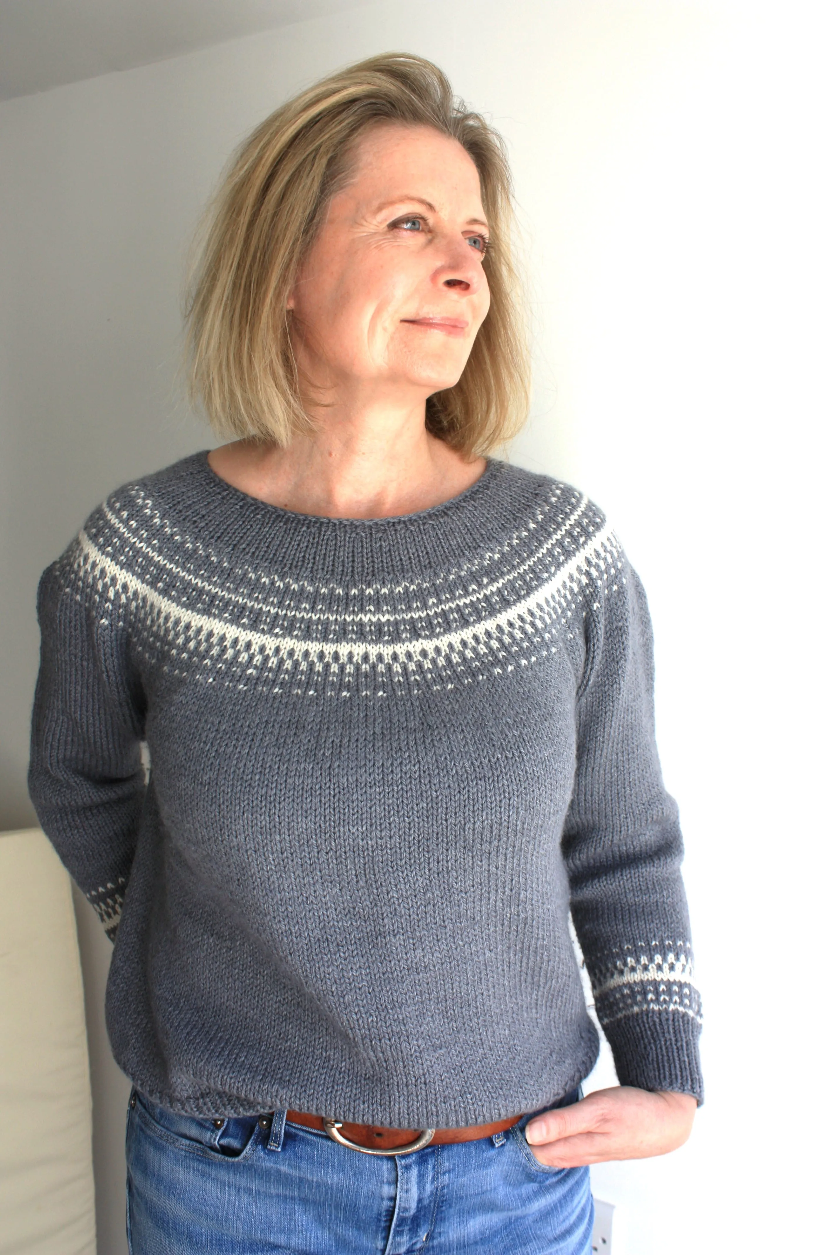 Easy Colorwork Seamless Top Down Sweater - Sarek Sweater