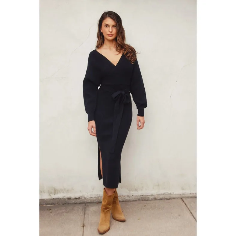 Easy To Love Knitted Midi Dress BLACK