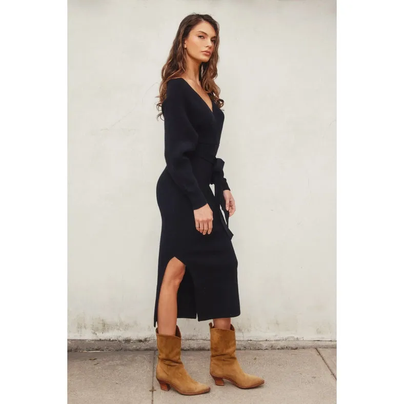 Easy To Love Knitted Midi Dress BLACK