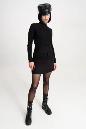 'Emma' Black Wool Mini Skirt