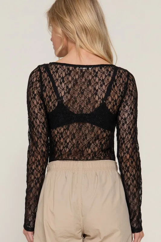 Ethereal Lace Bodysuit - Black