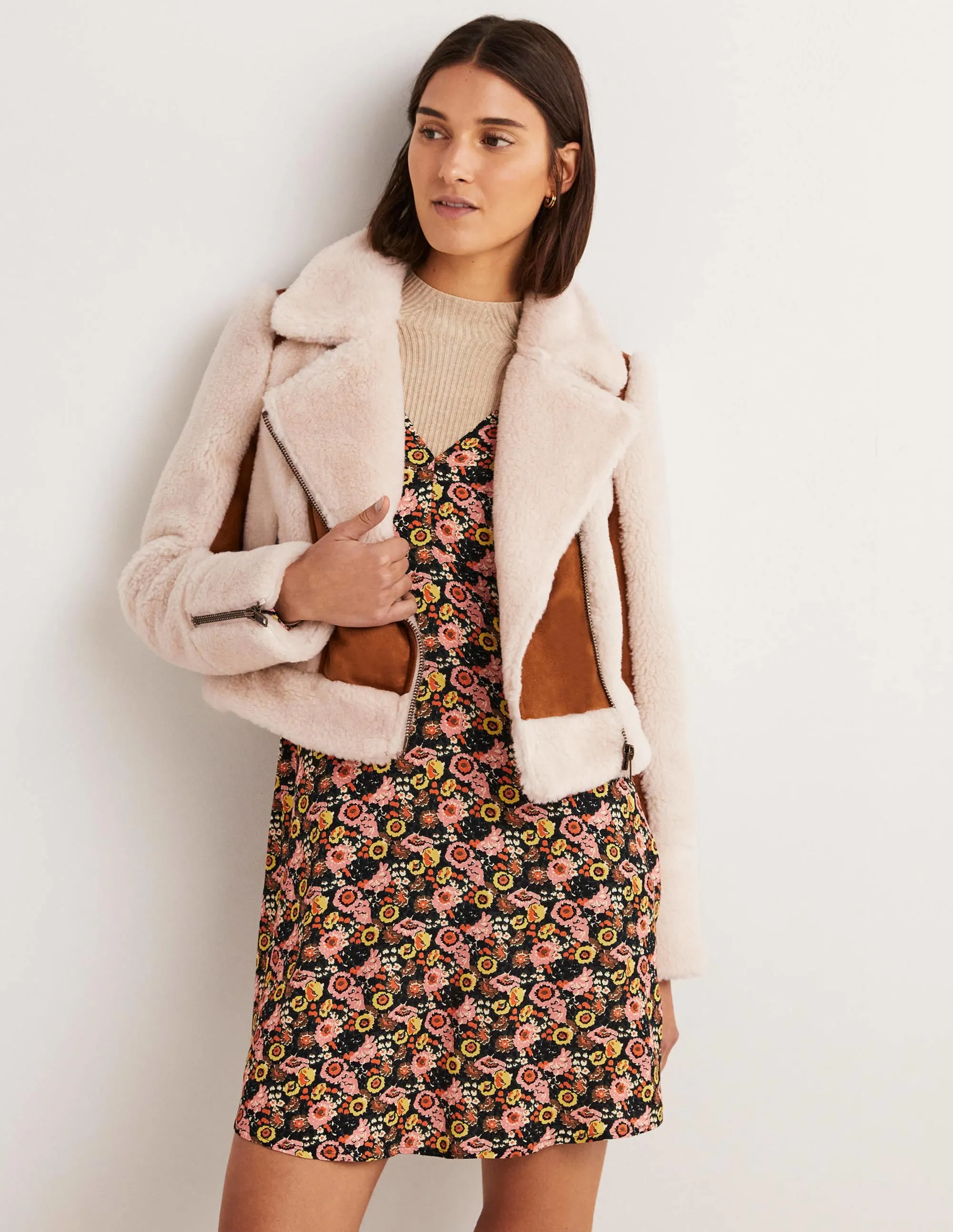 Faux Shearling Biker Jacket-Hazel Shearling