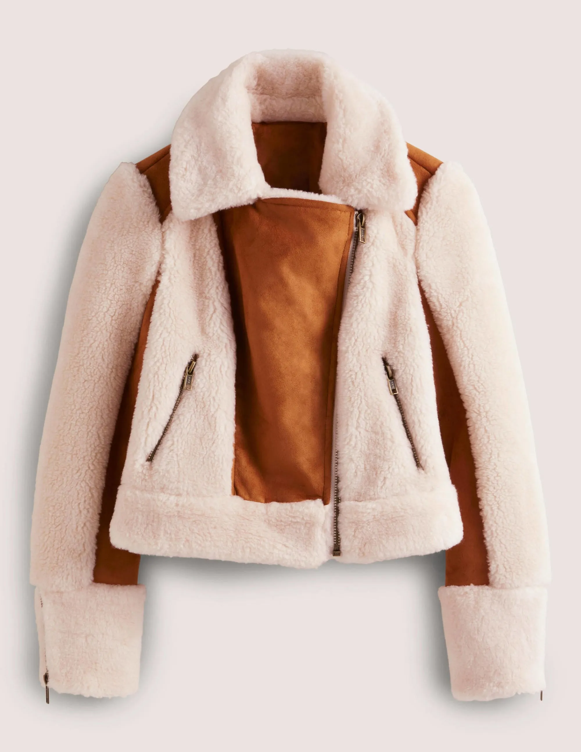 Faux Shearling Biker Jacket-Hazel Shearling