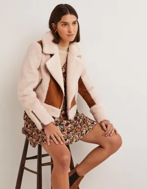 Faux Shearling Biker Jacket-Hazel Shearling