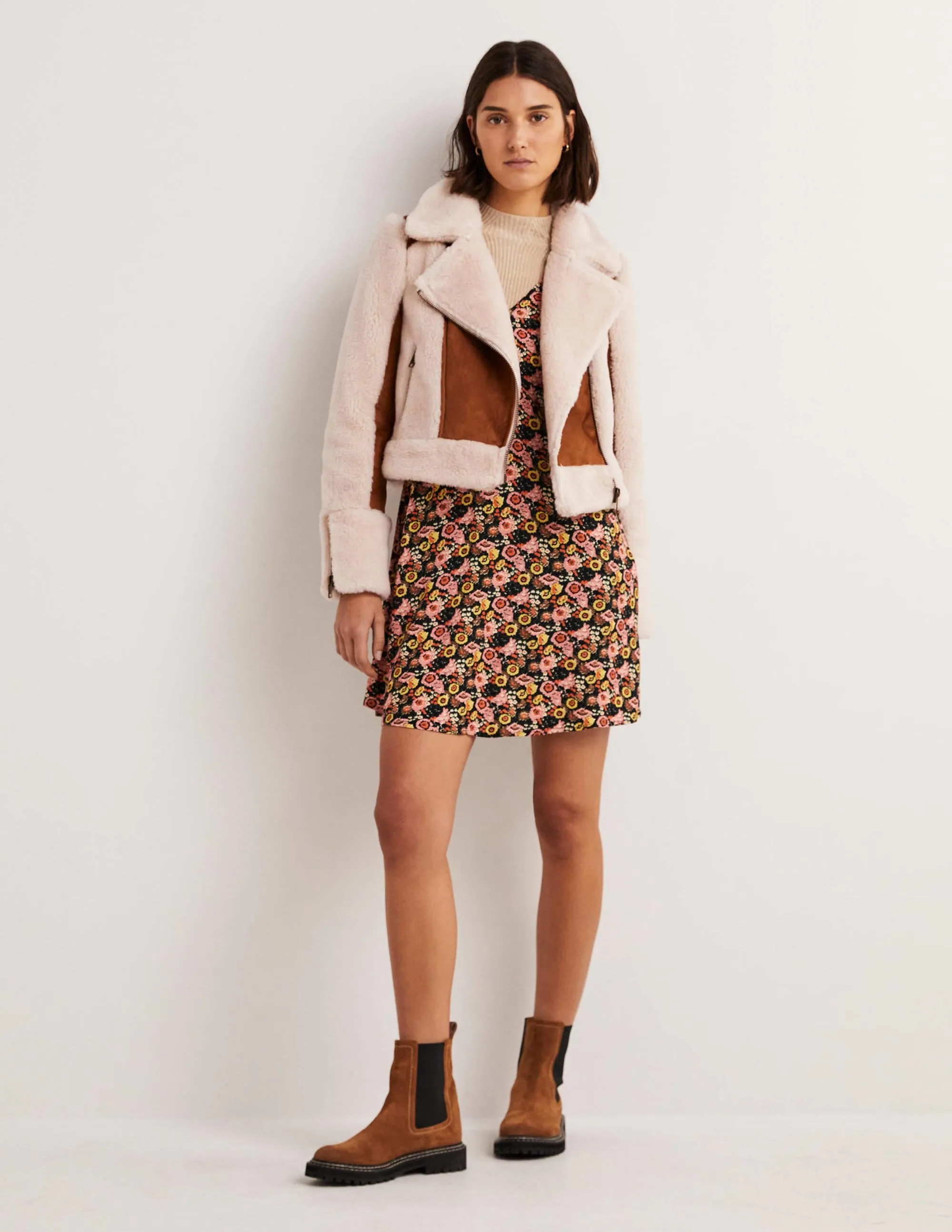 Faux Shearling Biker Jacket-Hazel Shearling