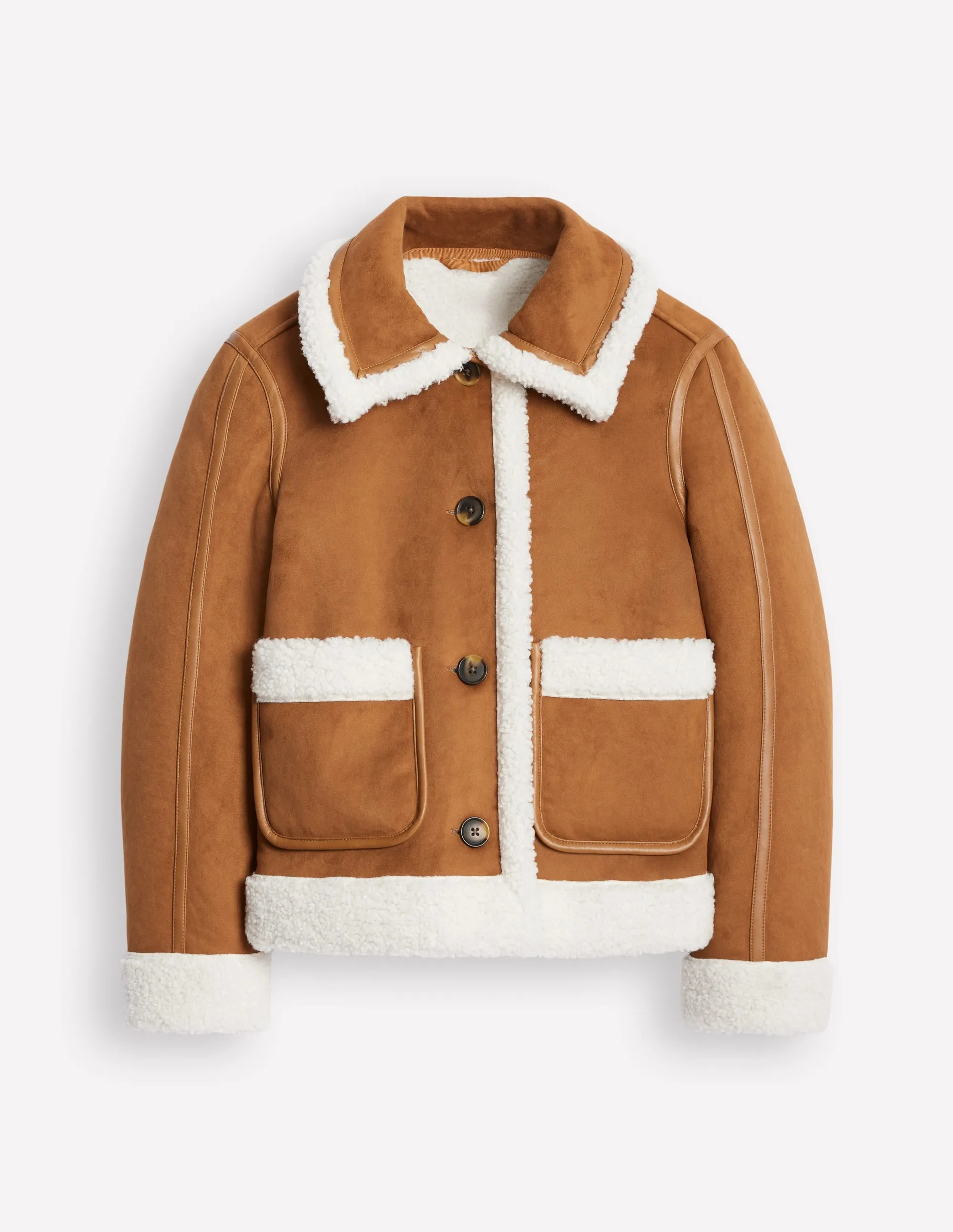 Faux Shearling Jacket-Brown