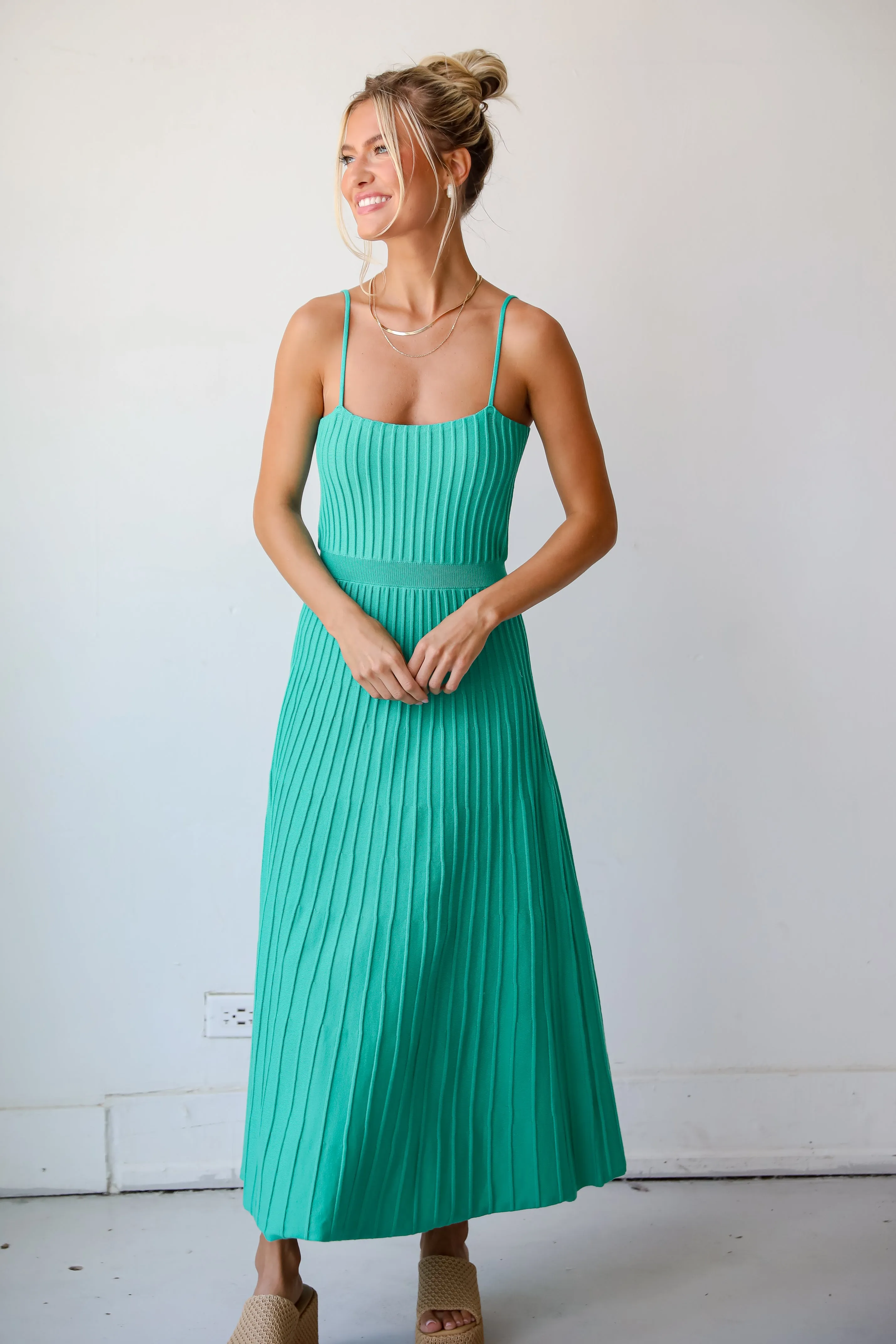 FINAL SALE - Lasting Sweetness Green Knit Maxi Dress