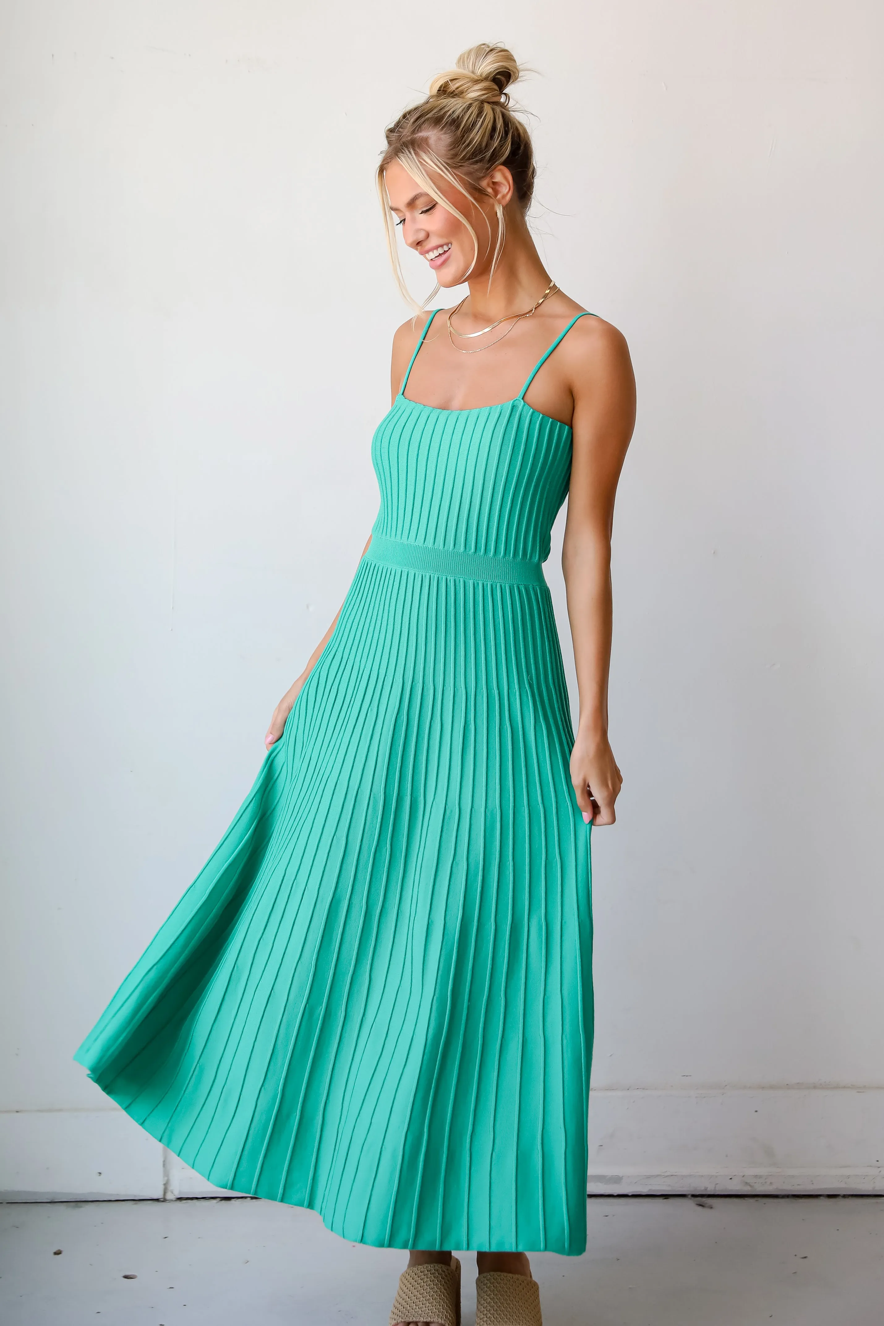 FINAL SALE - Lasting Sweetness Green Knit Maxi Dress