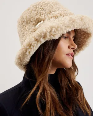 Fluffyi Faux Shearling Bucket Hat Natural