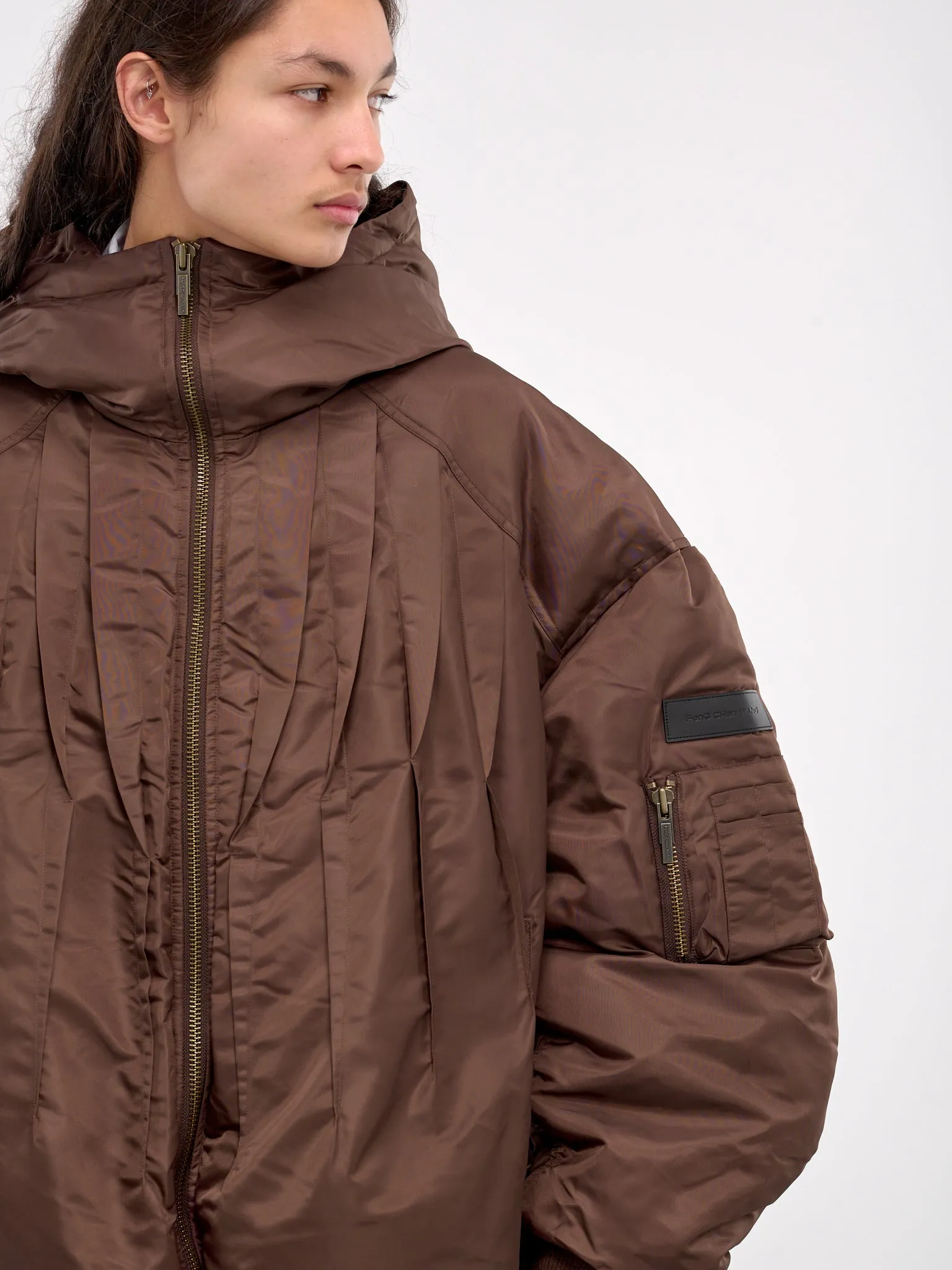 Folding Nylon Down Coat (FUF18CT05-BROWN)