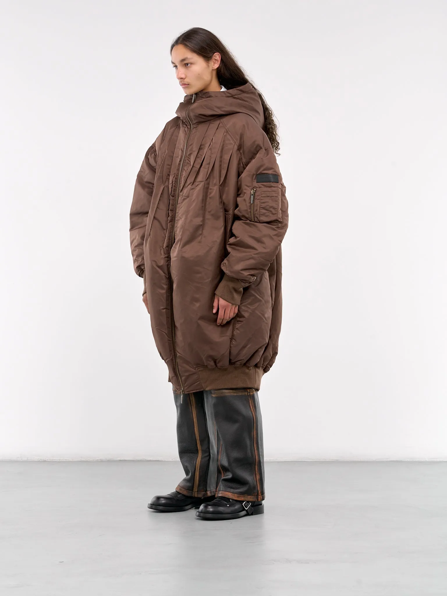 Folding Nylon Down Coat (FUF18CT05-BROWN)