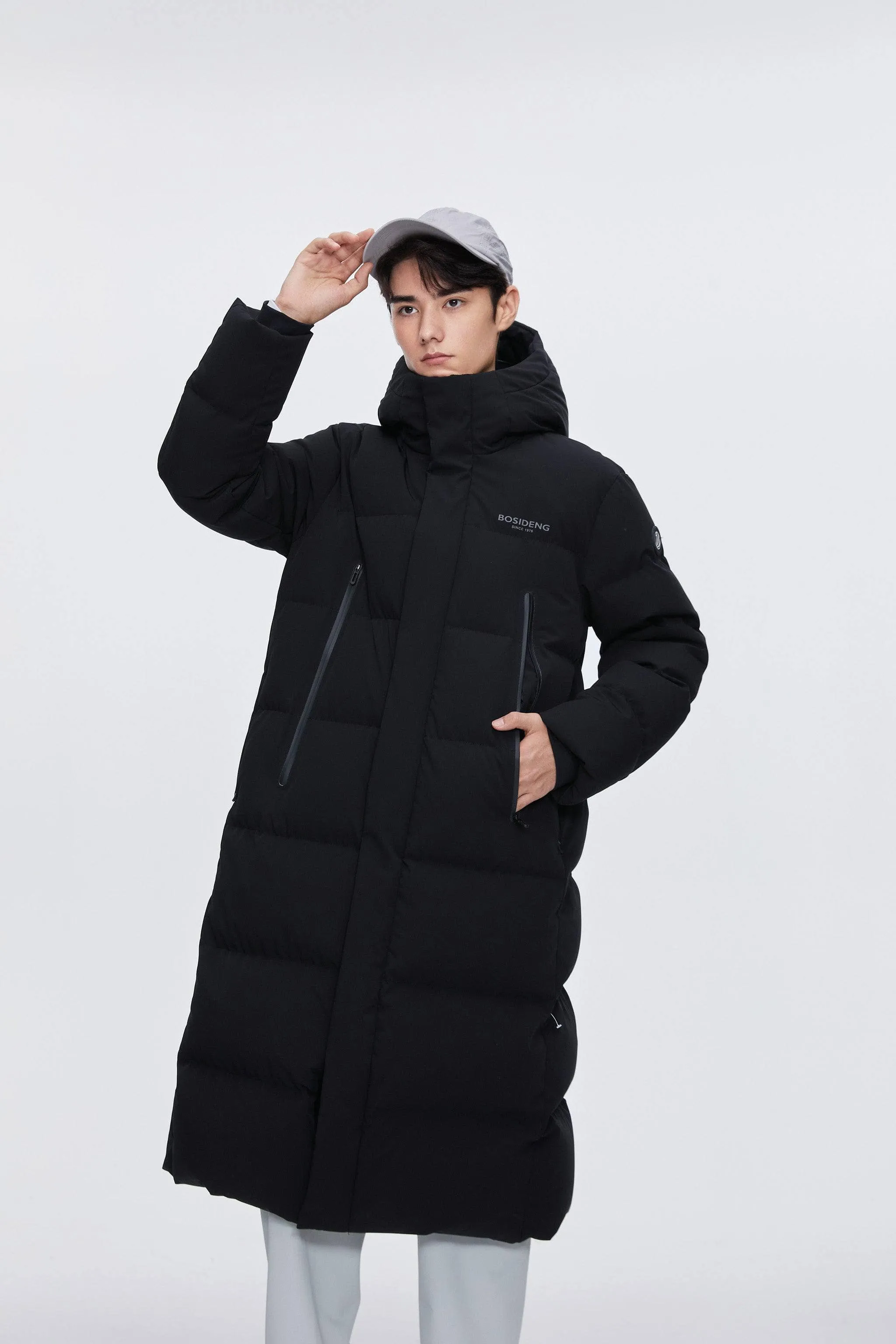 Full Length Sporty Style Hoody Down Coat