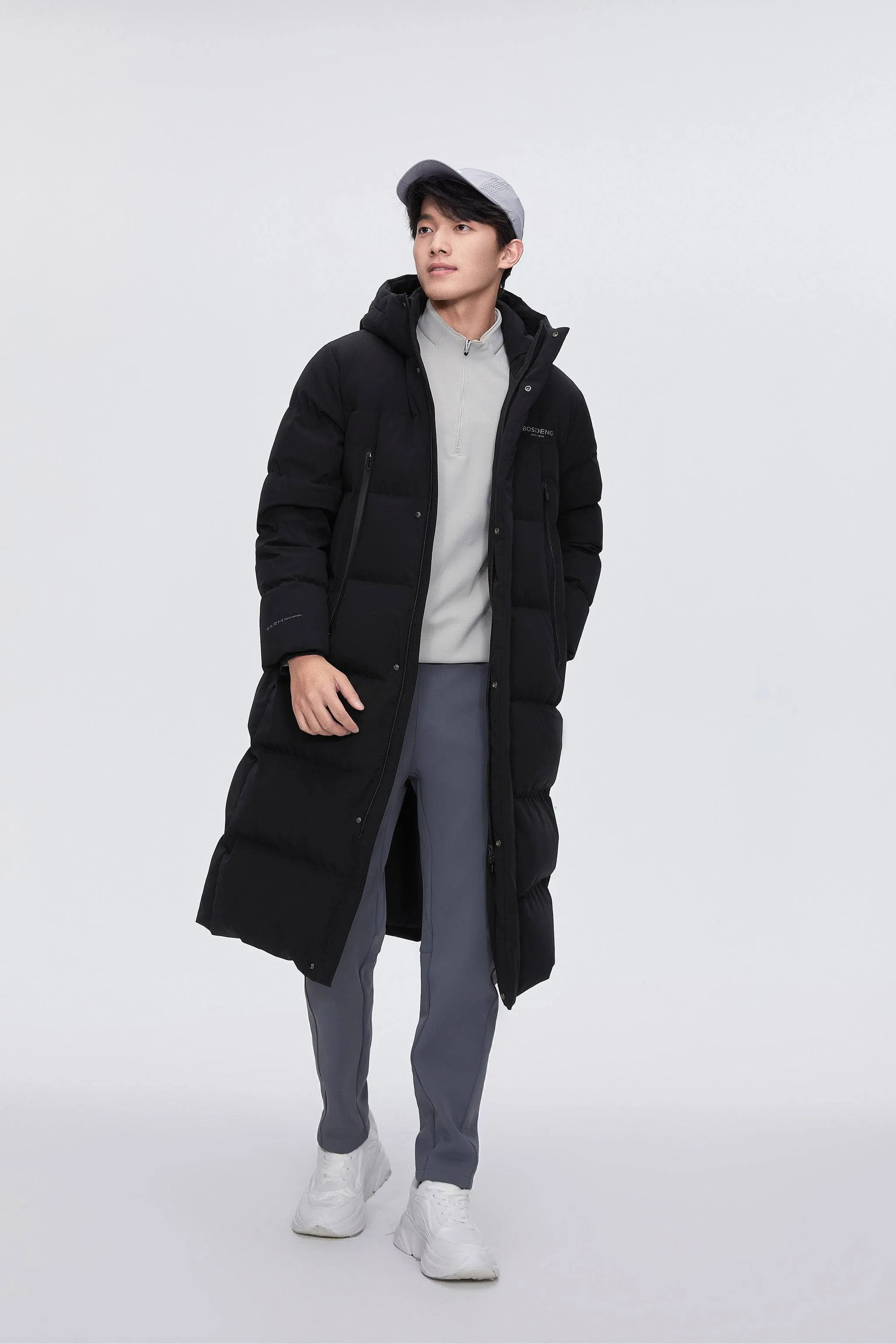 Full Length Sporty Style Hoody Down Coat