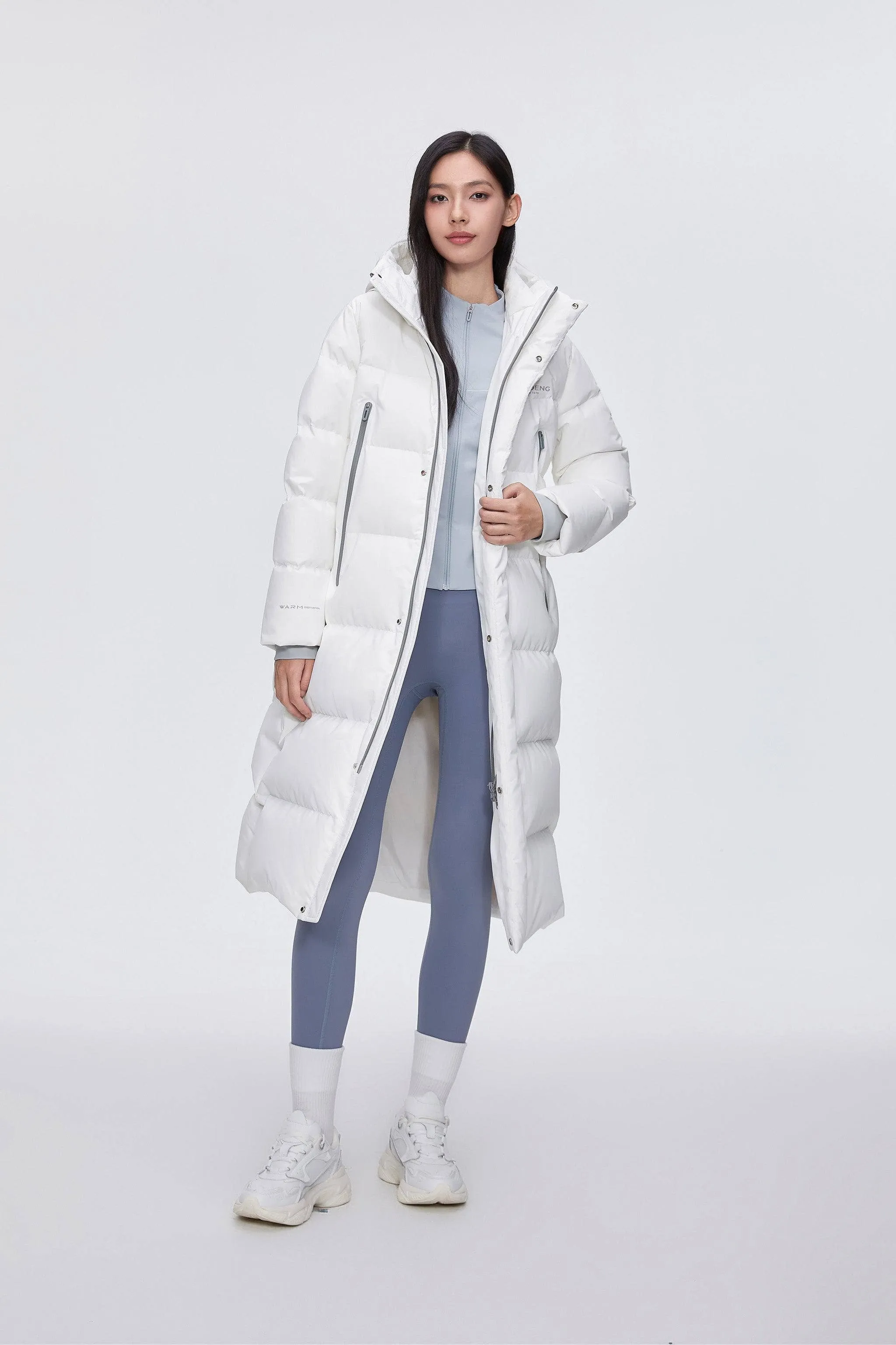 Full Length Sporty Style Hoody Down Coat