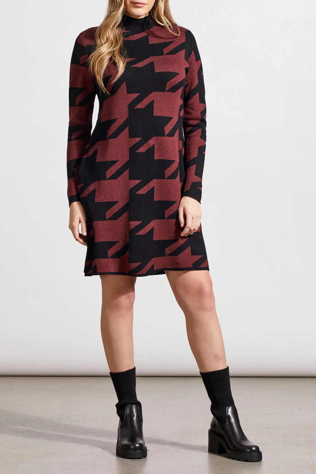 Funnel Neck Jacquard Sweater Dress