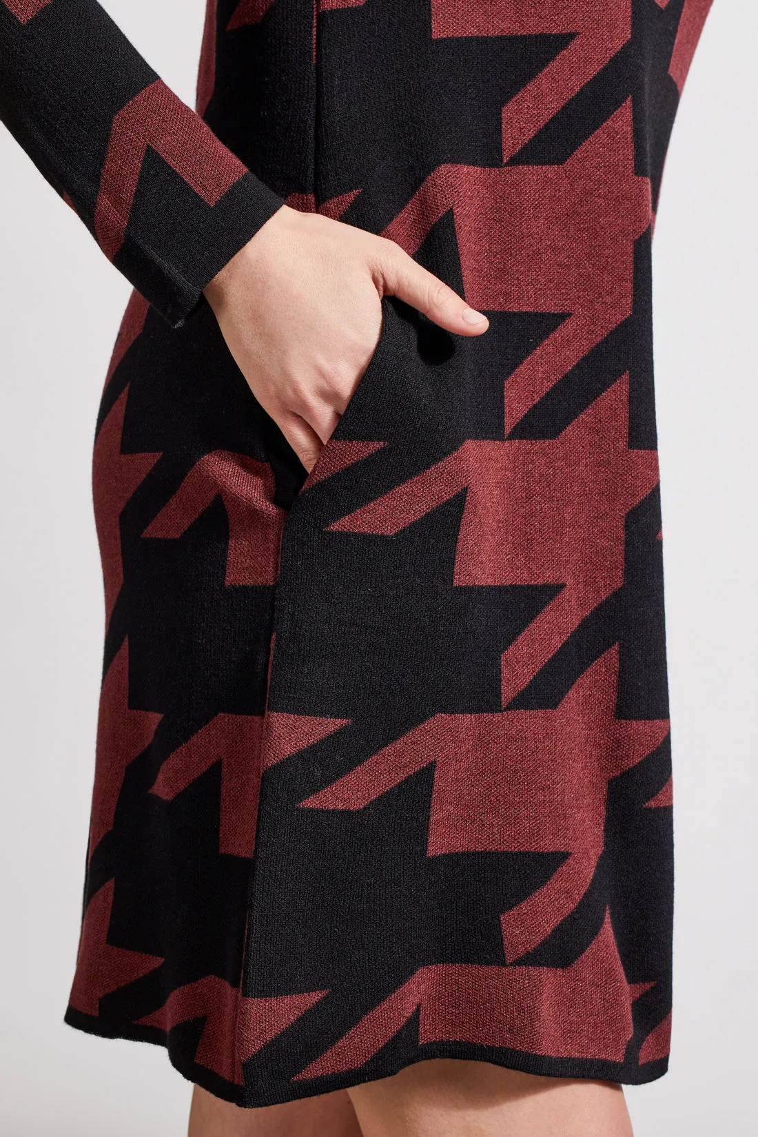 Funnel Neck Jacquard Sweater Dress