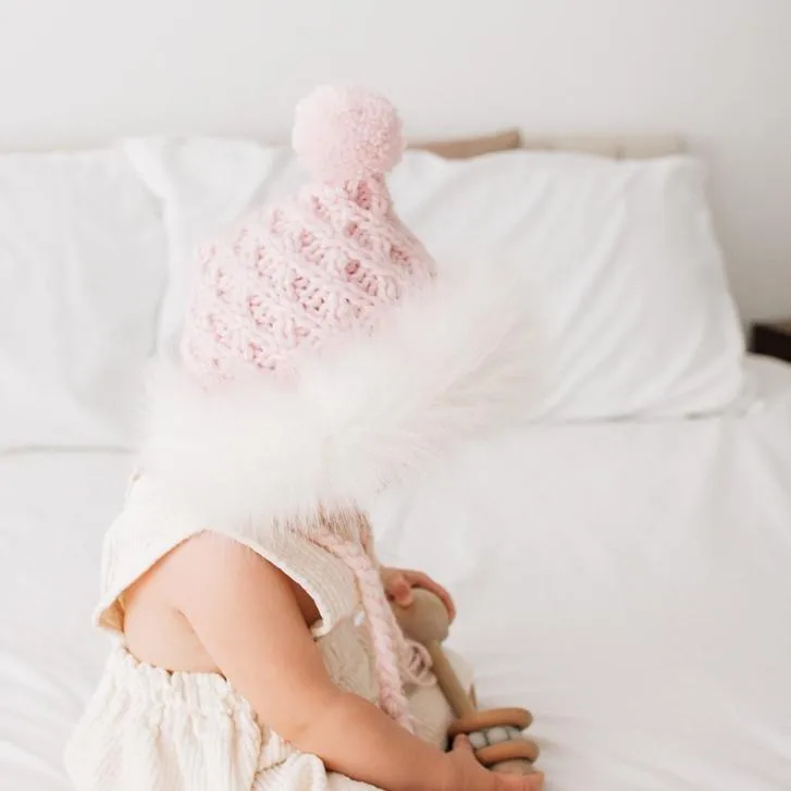 Fur Bonnet in Blush Pink for Babies, Toddlers & Kids