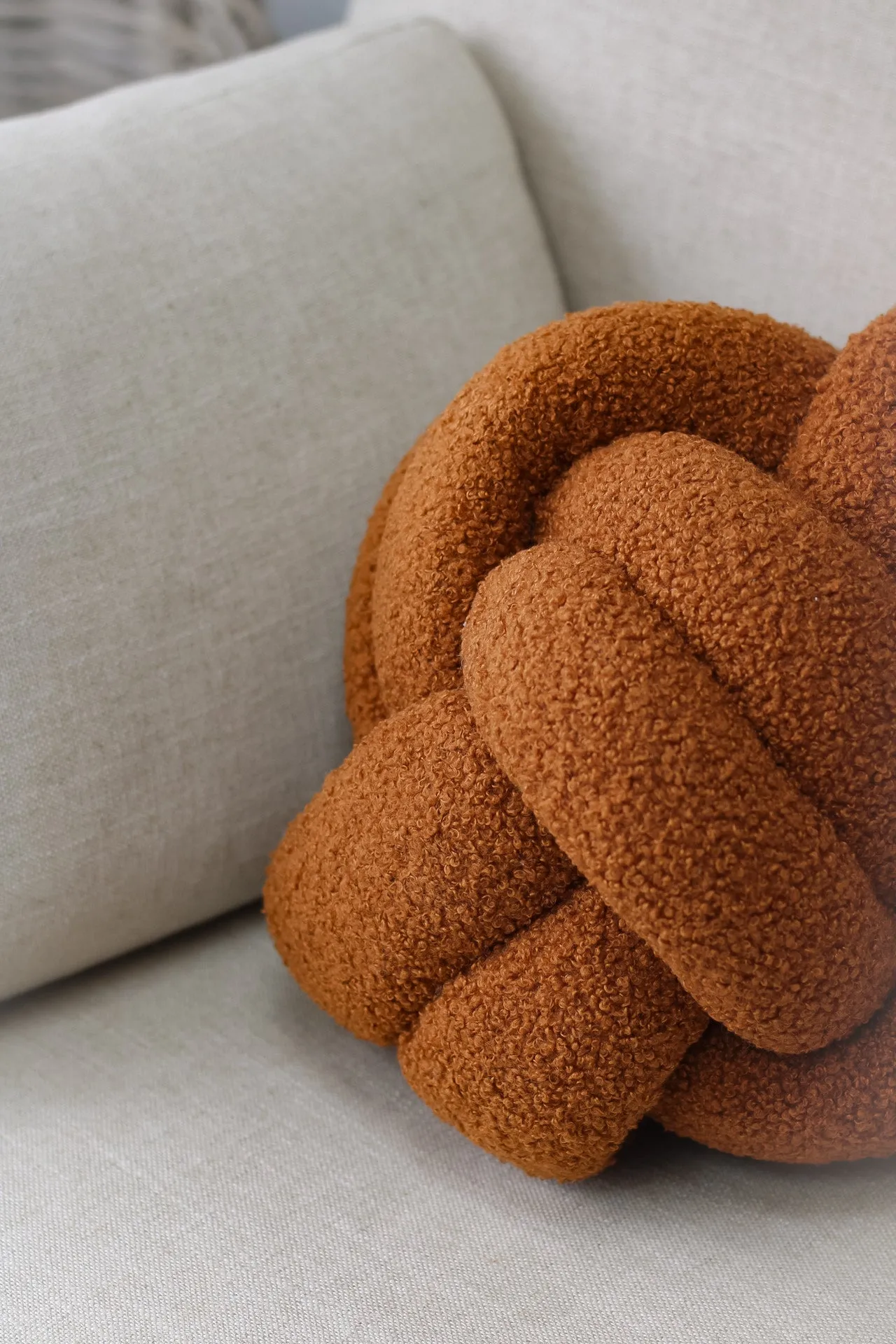 Ginger Boucle Knot Cushion