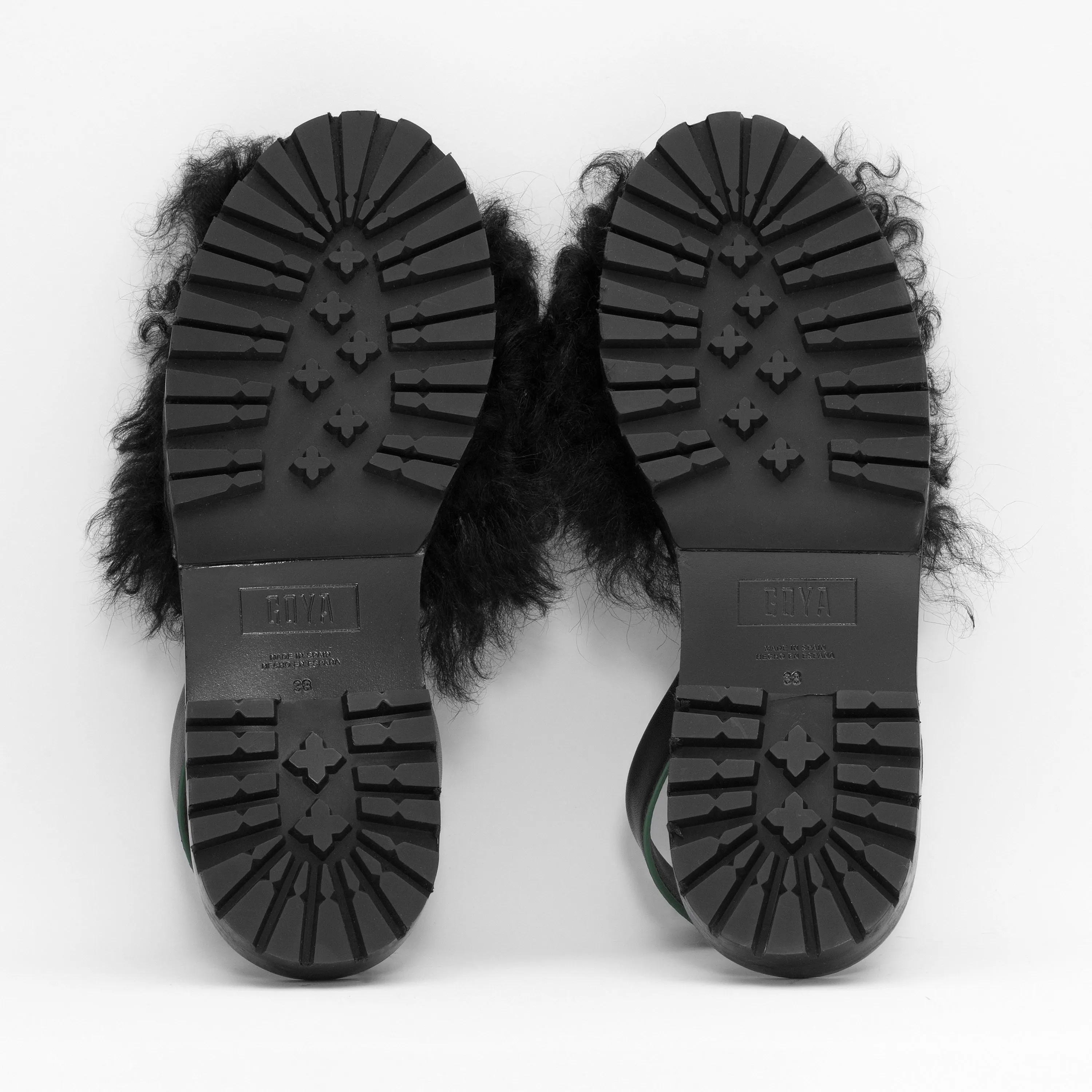 GOYA Black Curly 'Goat' Shearling Sandals