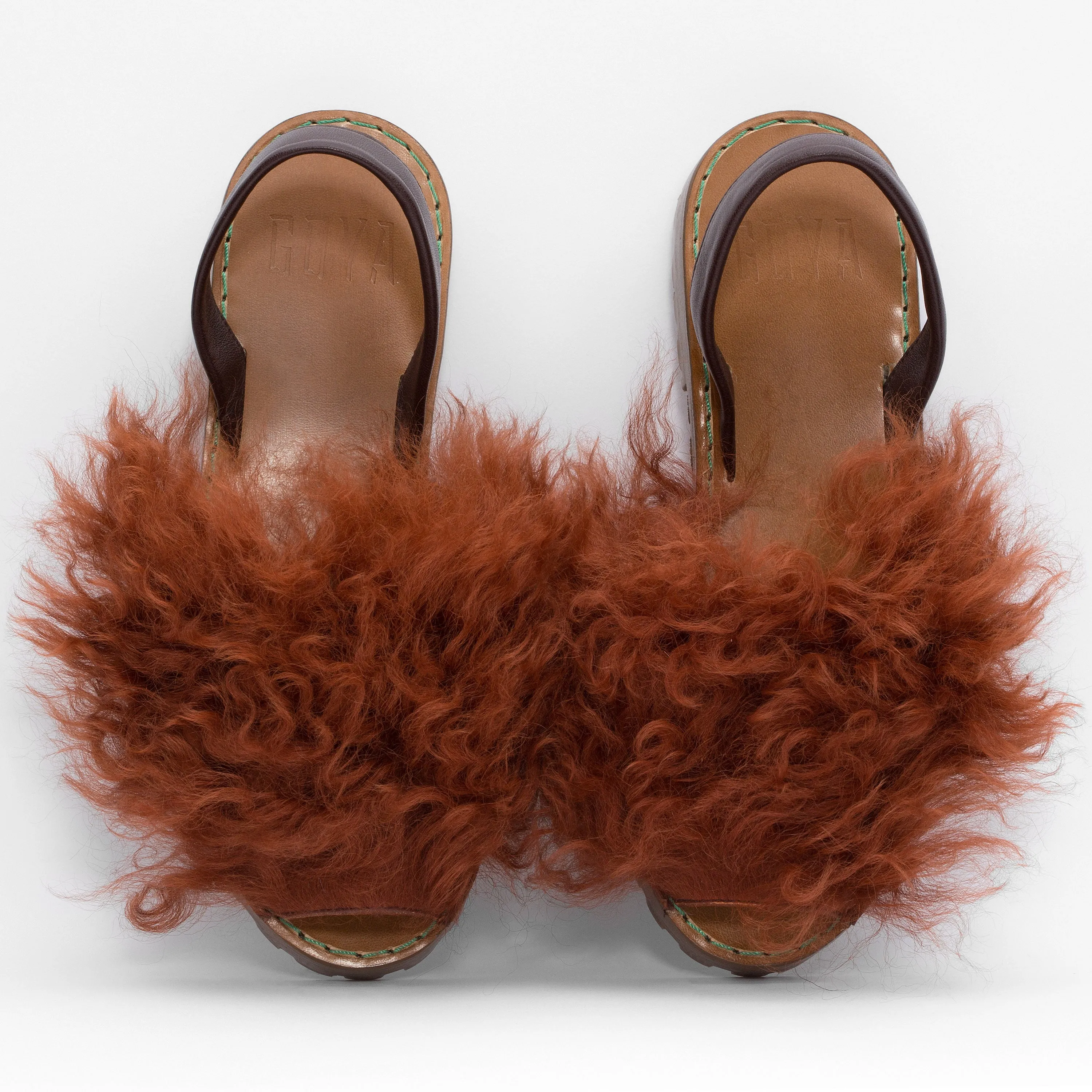 GOYA Terracotta Curly 'Goat' Shearling Sandals